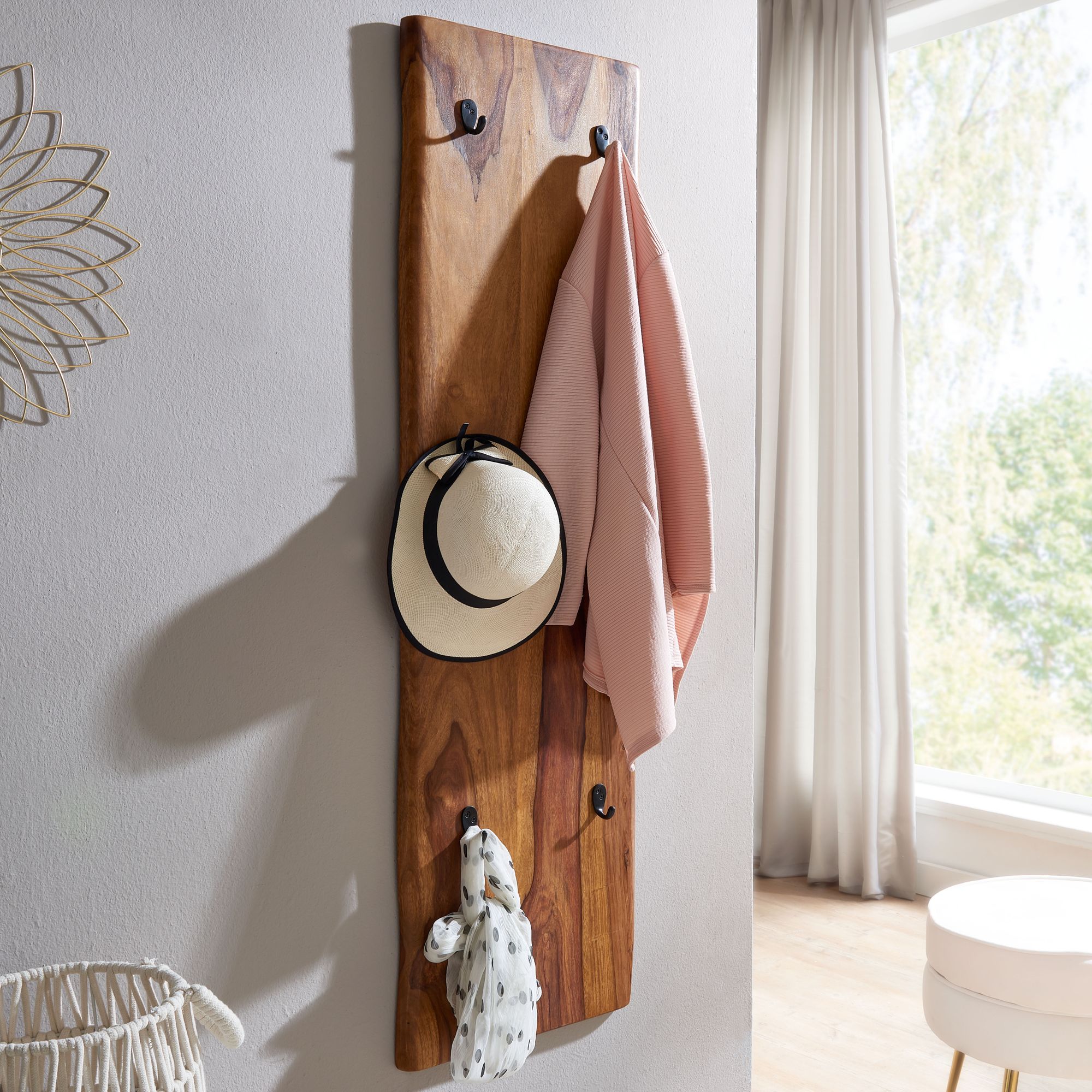 Garderobenpaneel Reykir Massivholz Dunkelbraun 40 × 7 × 140 cm