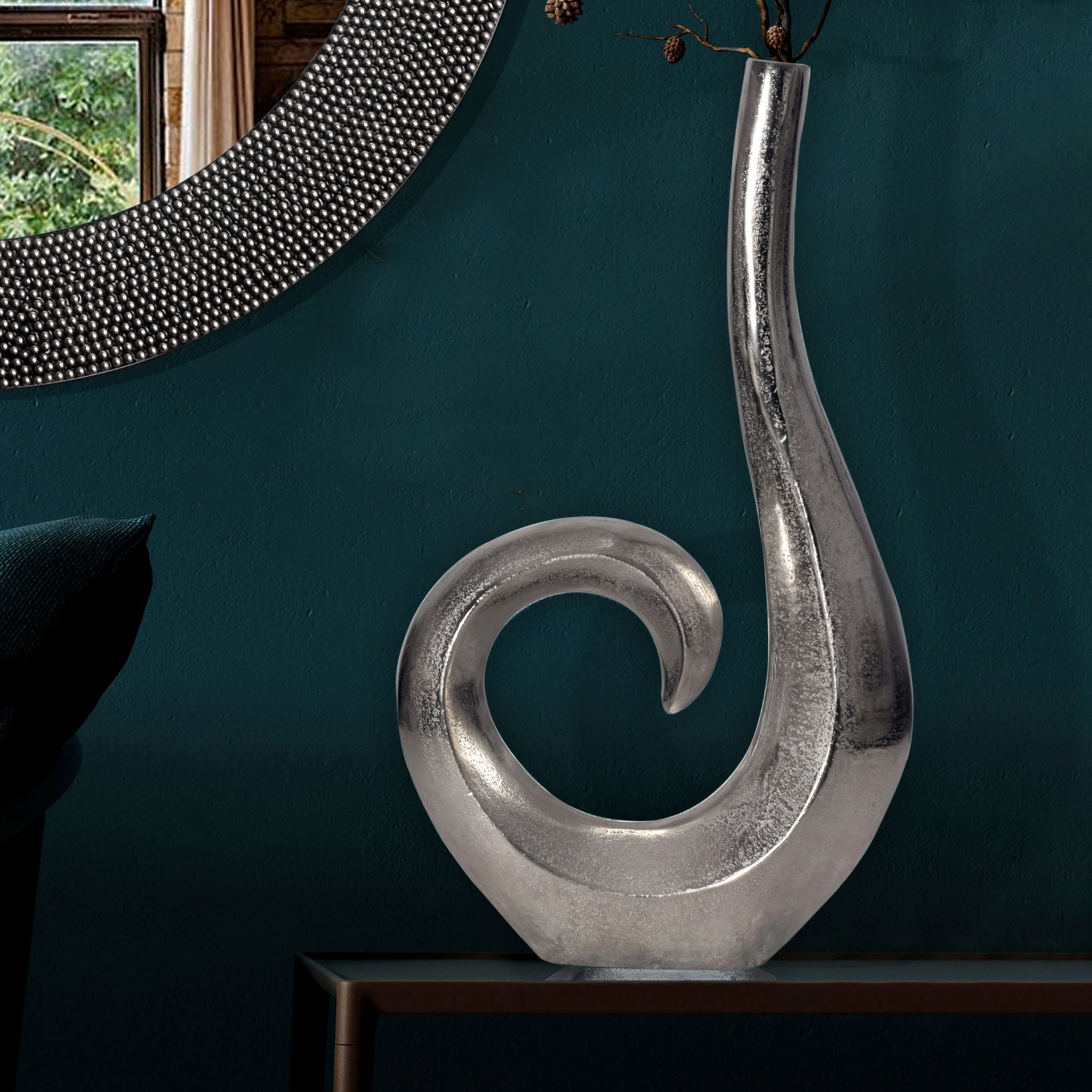Tischvase Jaeren Aluminium Silber 26 × 8 × 47 cm