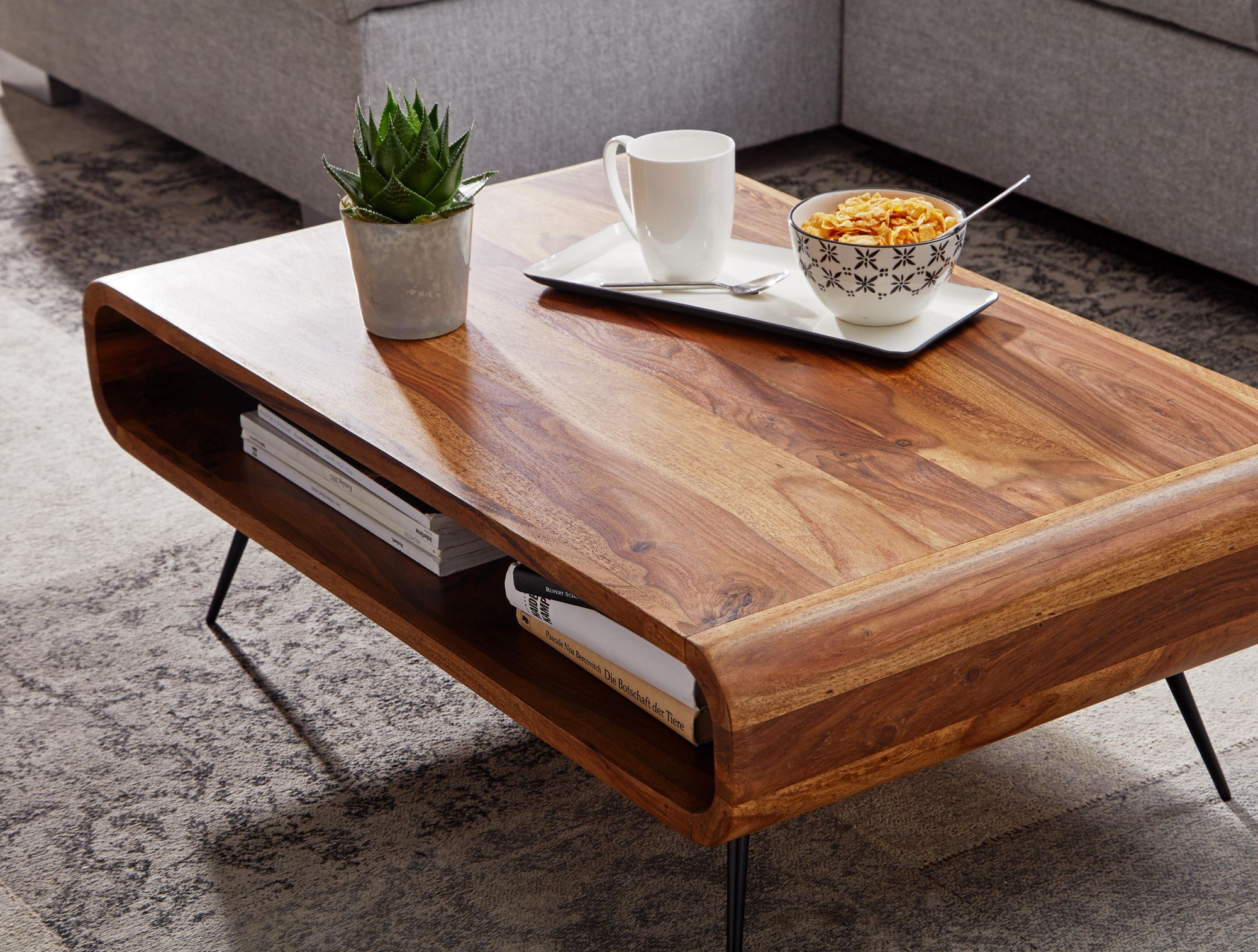 Couchtisch Modrudalur Massivholz Dunkelbraun 90 × 55 × 30 cm