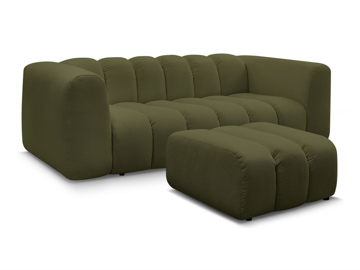 Bobochic Talia Sofa 3-Sitzer mit Pouf Melange-Stoff Grün