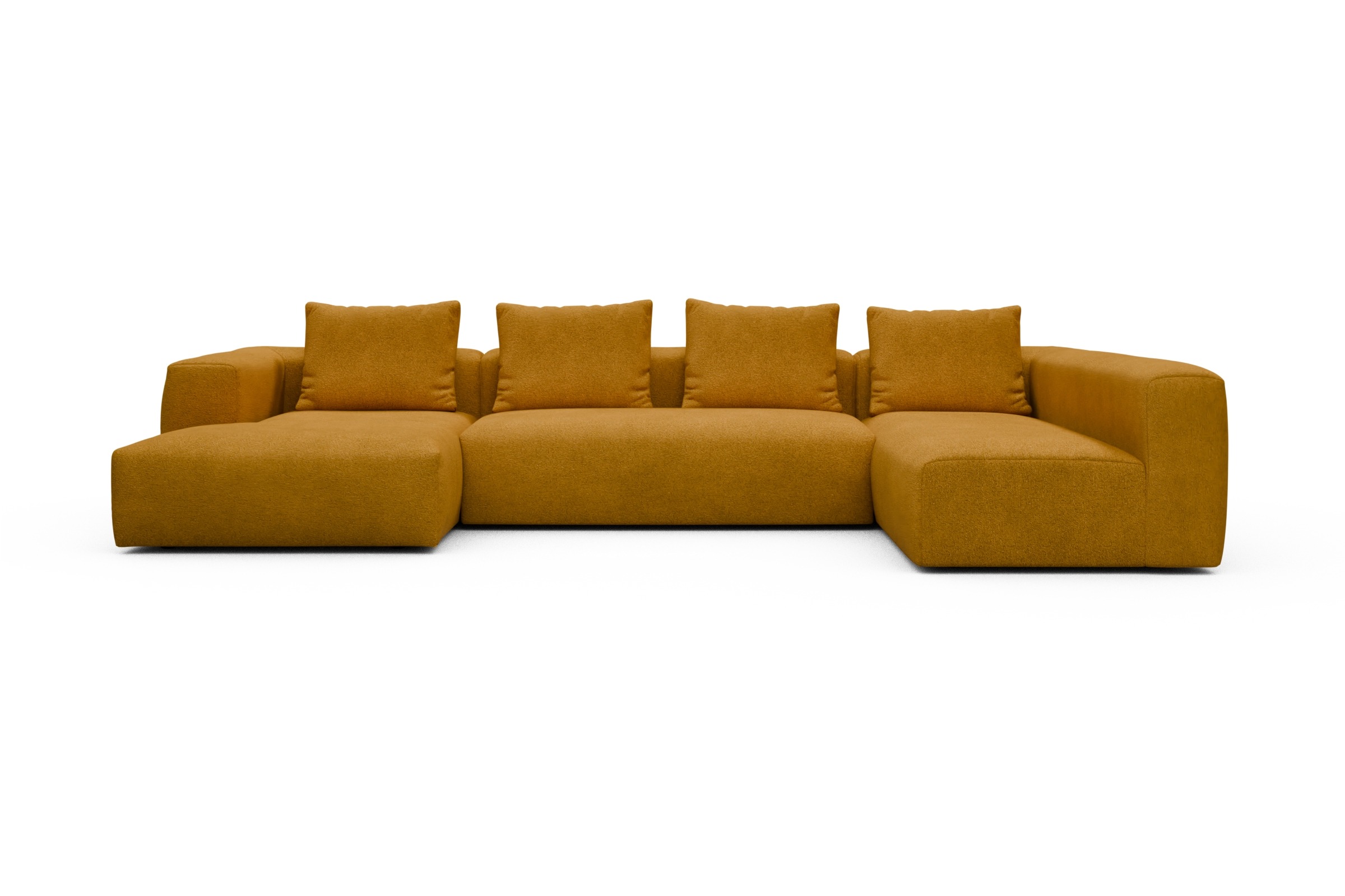 Skandi Home Wohnlandschaft Fred Chaiselongue links mit 2-Sitzer und lange Armlehne rechts Boucle-Ochre moebelfaktor