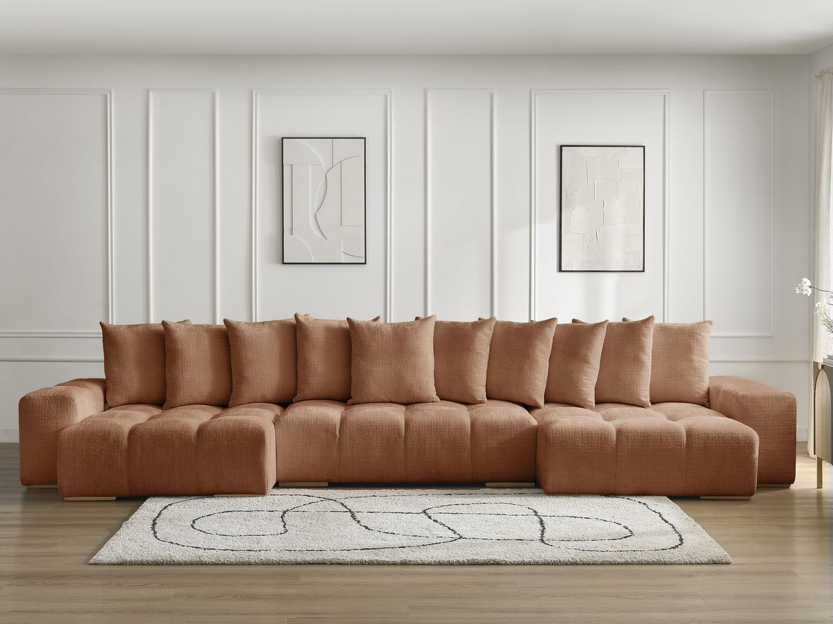Bobochic Anakin Wohnlandschaft, 10 Kissen Strukturstoff Orange