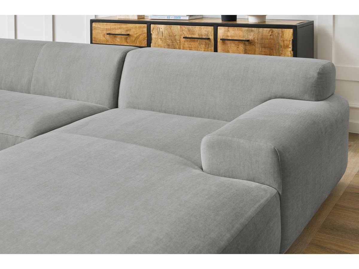 Bobochic Lavena Wohnlandschaft 359 × 220 cm Samt Hellgrau Ecke rechts