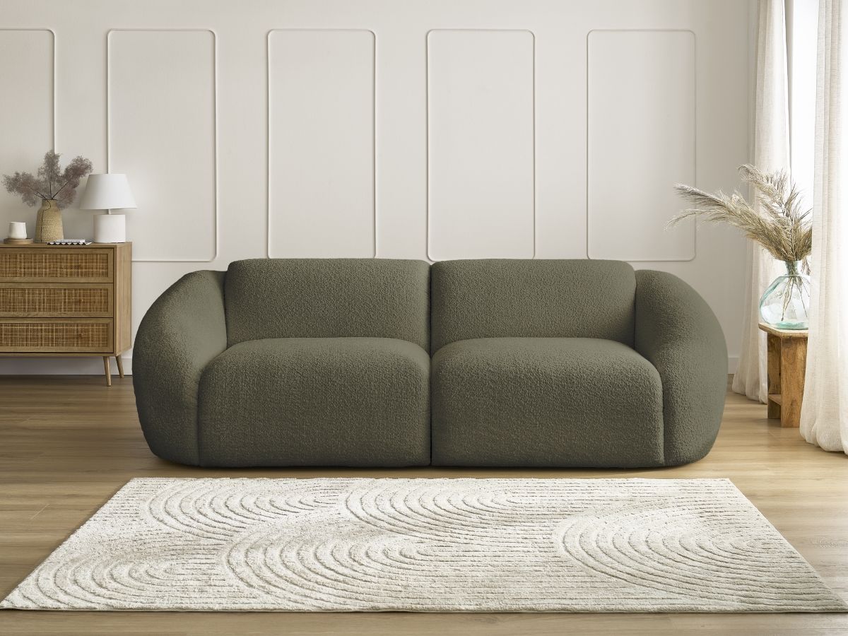 Bobochic Tina Sofa 3-Sitzer Bouclé-Stoff Grün
