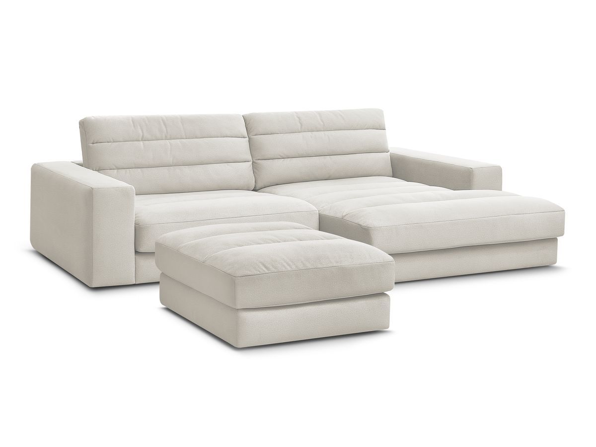 Bobochic Sierra Ecksofa mit Pouf Samt Beige Ecke rechts