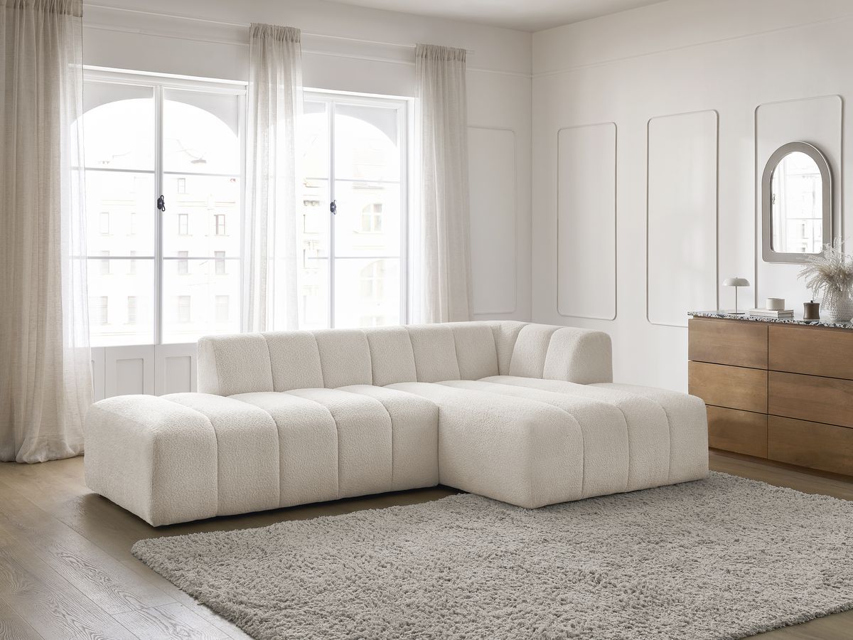 Bobochic Annecy Ecksofa Bouclé-Stoff Weiß Ecke rechts