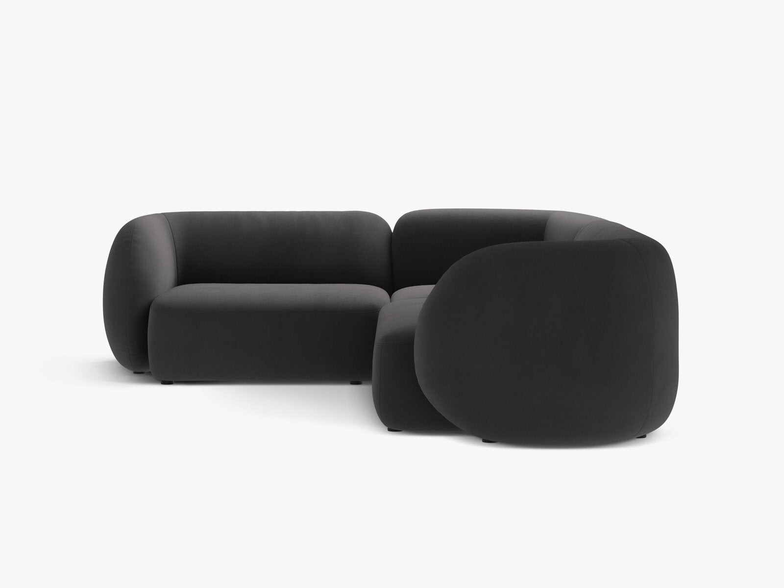 Micadoni Ecksofa Kate 4-Sitzer Links Samt Dunkelgrau