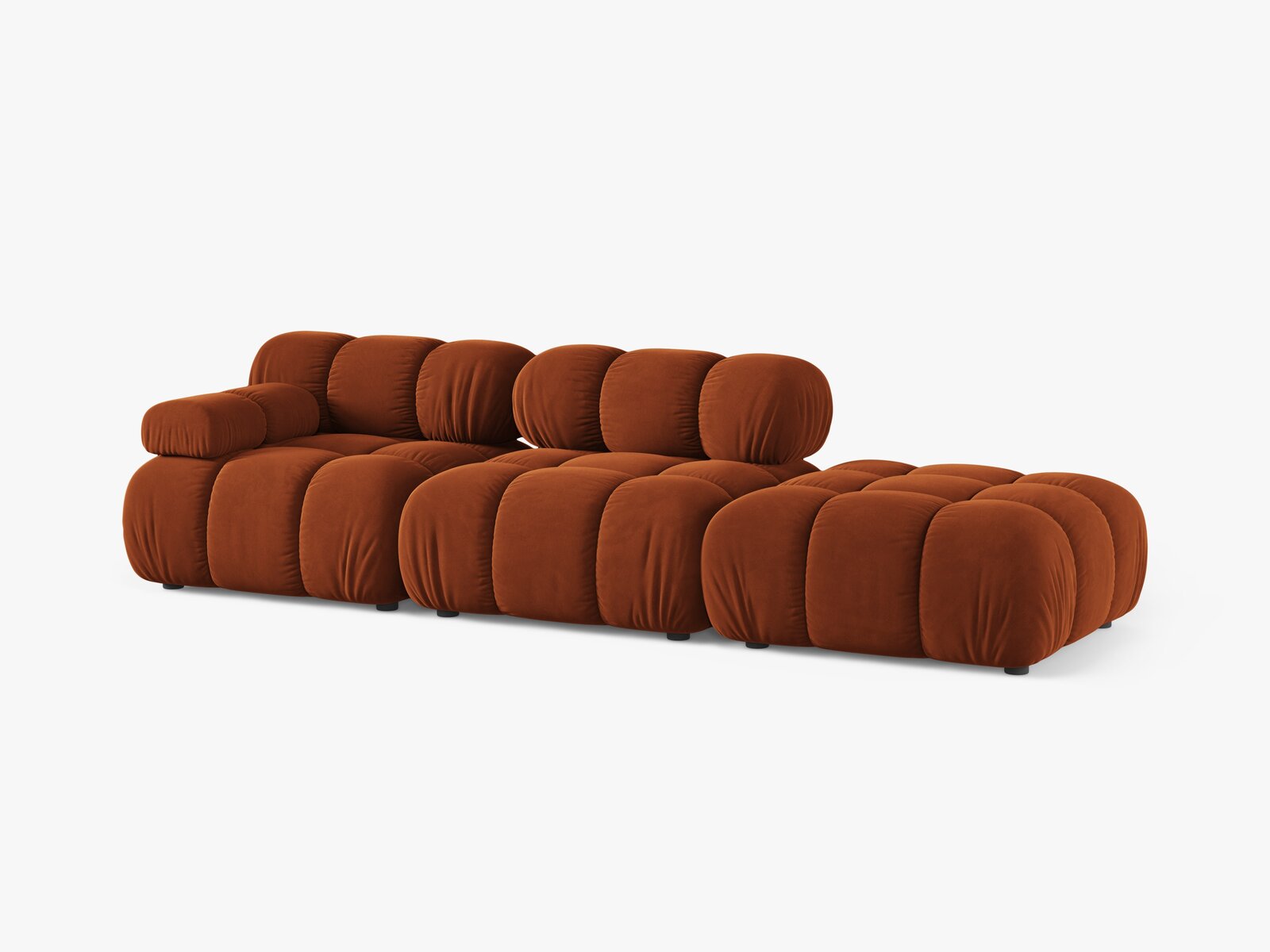 Micadoni Modulares Sofa Bellis 4-Sitzer Rechts Samt Bluvel Terrakotta
