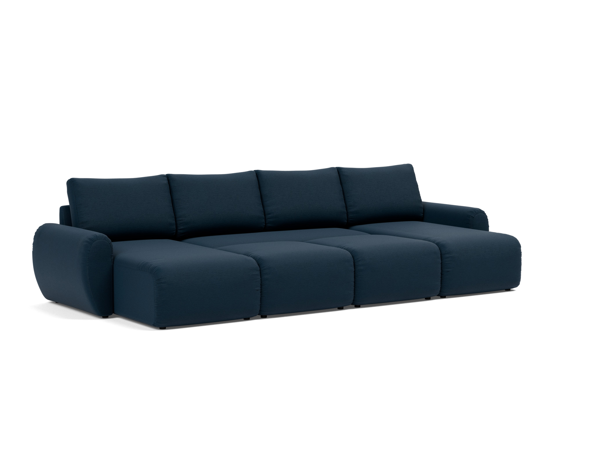Schlafsofa Norum U-Form mit Curve-Armlehnen Flachgewebe Mixed Dance 528-Blue