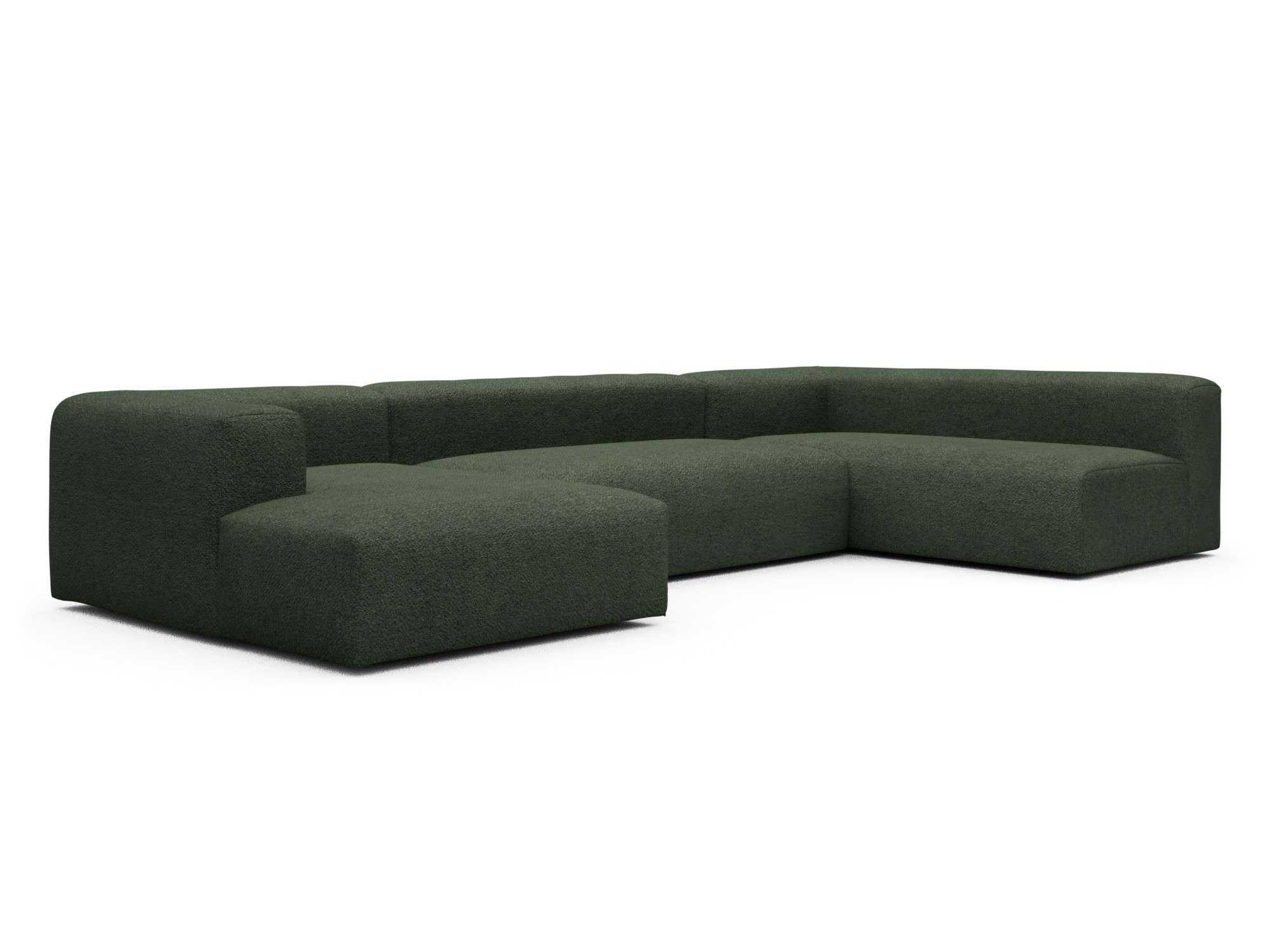 Skandi Home Wohnlandschaft Fred Chaiselongue links mit 2-Sitzer und lange Armlehne rechts Vanora-Deep-Green moebelfaktor