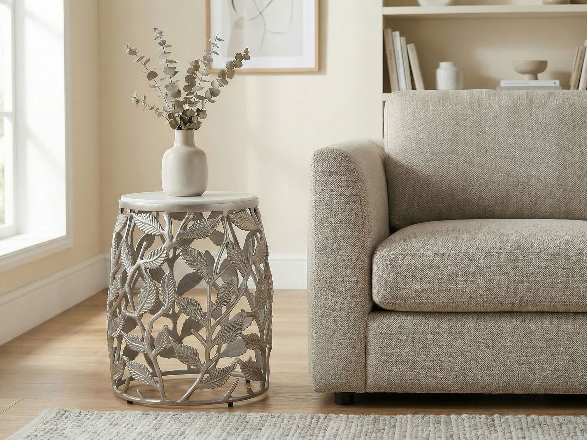 Beistelltisch Sortland Marmor Silber Ø 40 × H 46 cm