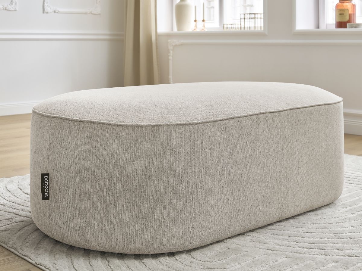 Bobochic Rousseau Pouf Melange-Stoff Beige
