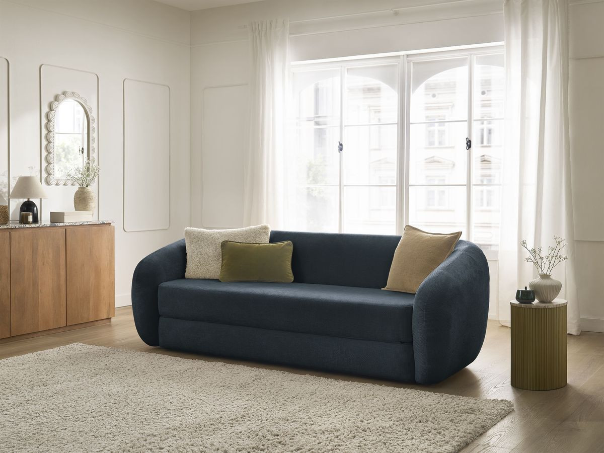 Bobochic Neyo Schlafsofa 3-Sitzer Stoff Dunkelblau