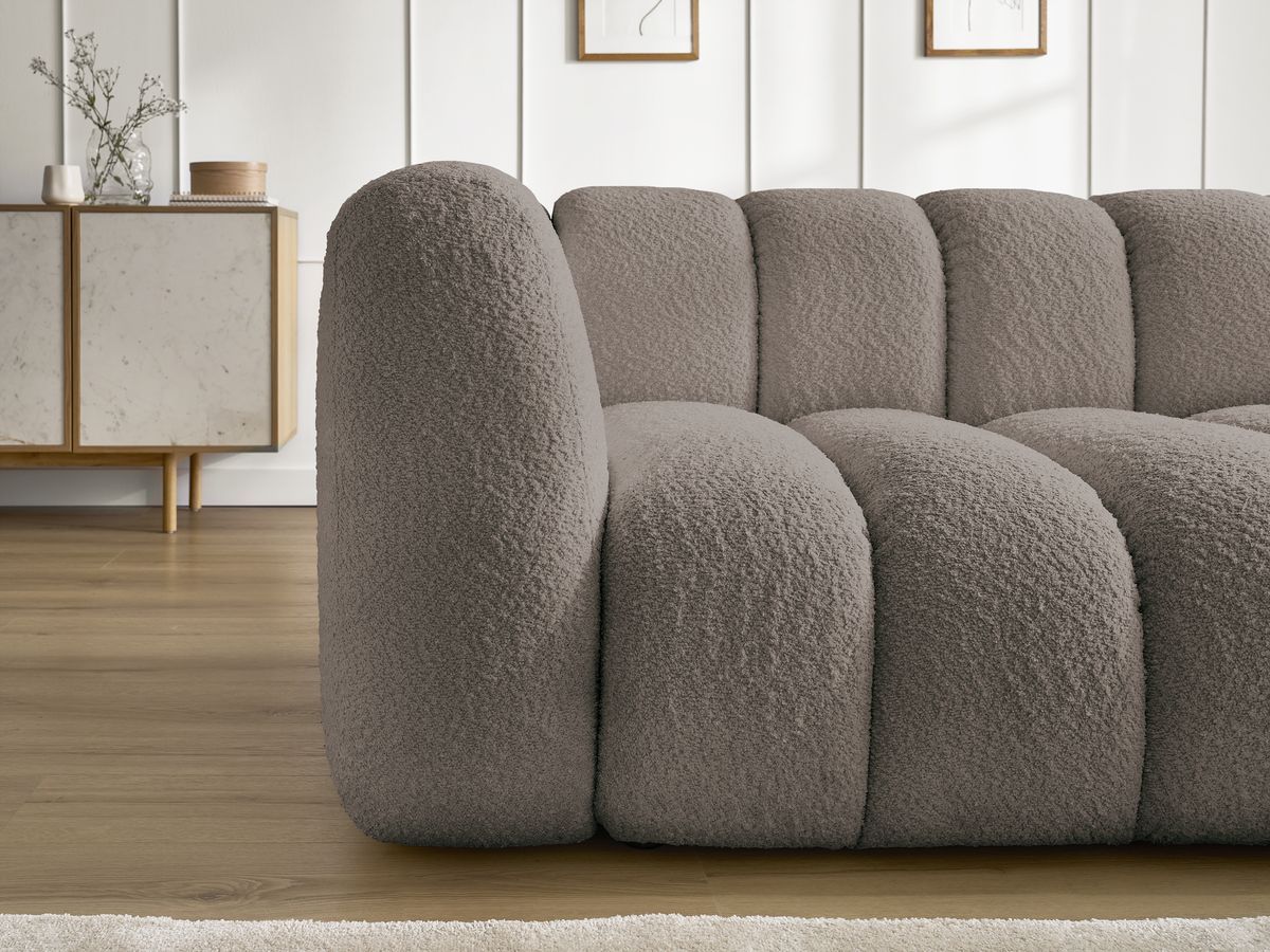 Bobochic Talia Ecksofa Bouclé-Stoff Braun Ecke rechts