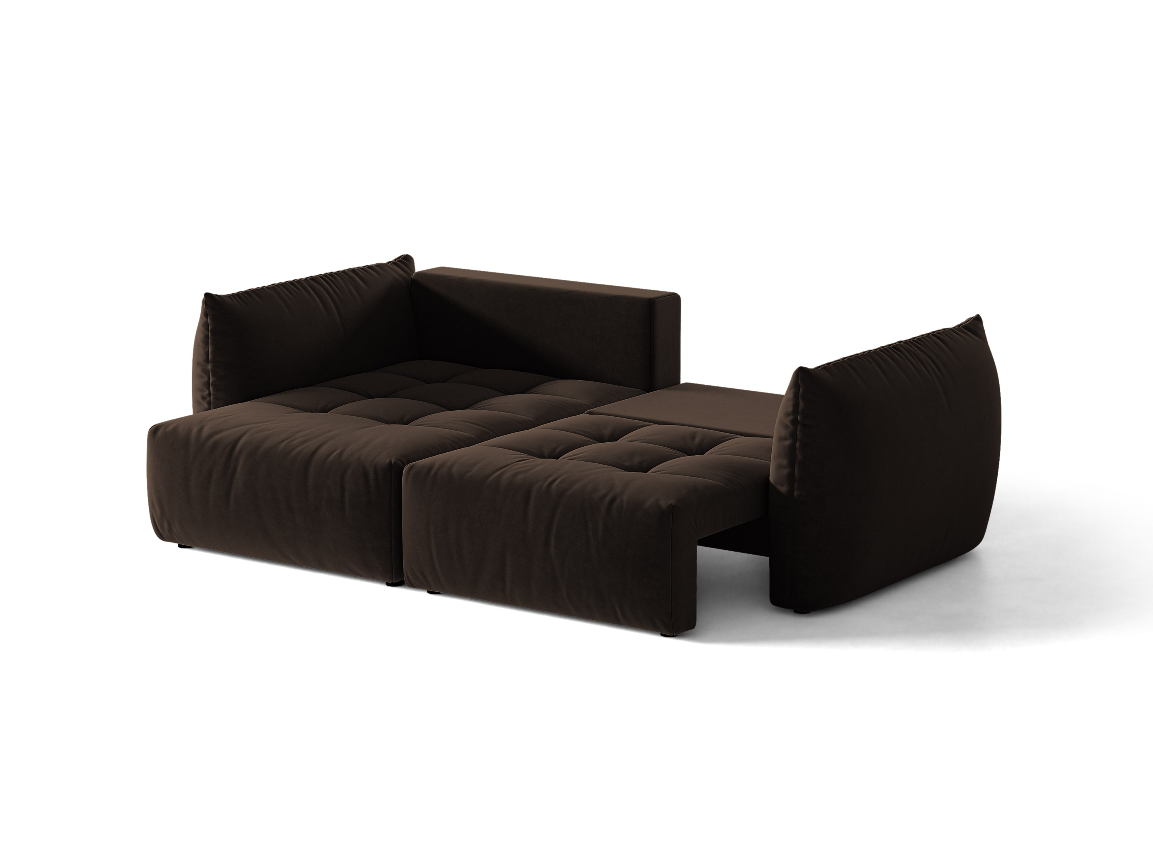 Micadoni Bloom Ecksofa 3-Sitzer mit Schlaffunktion Links Samt Bluvel Dunkelbraun