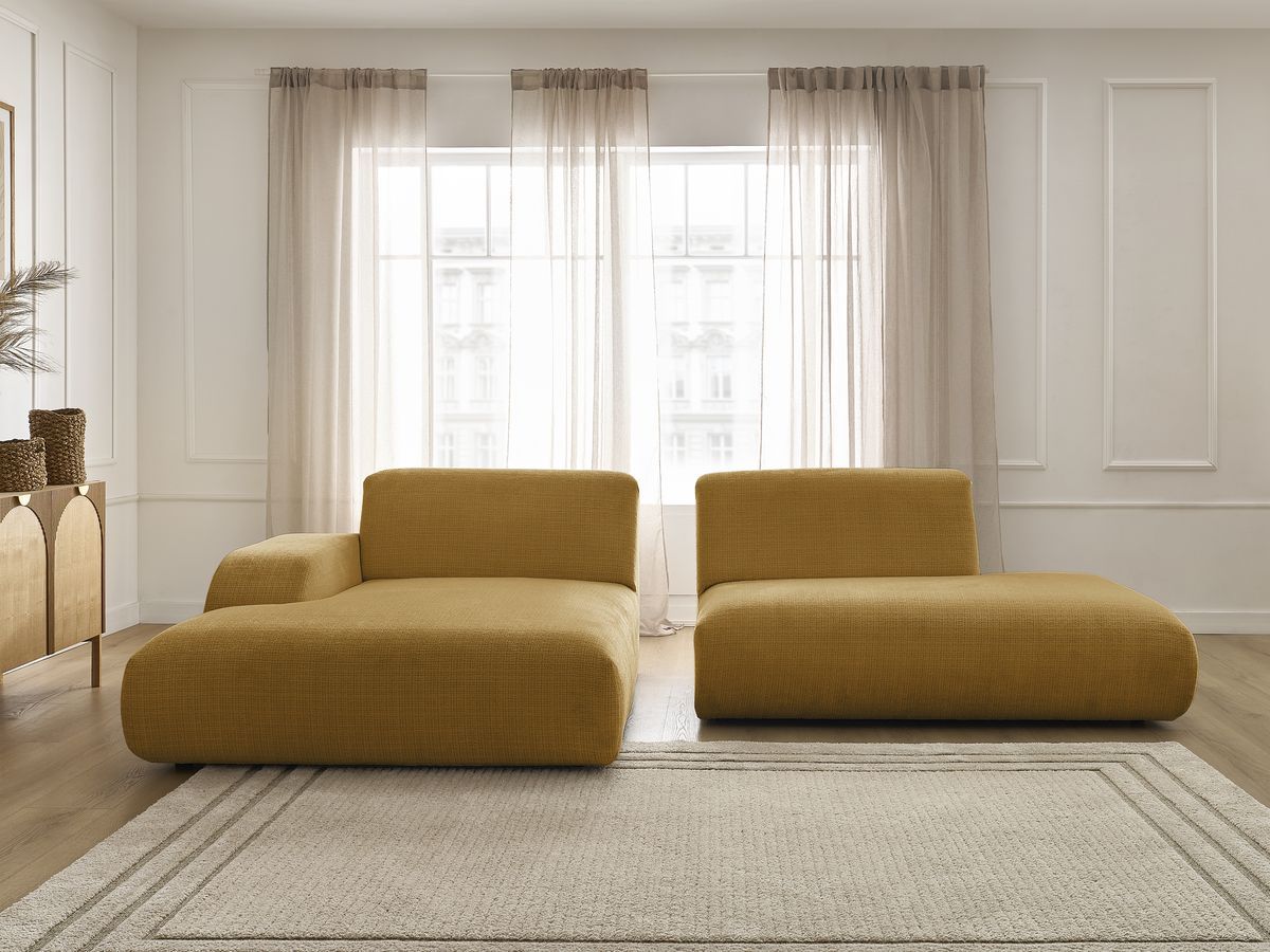 Bobochic Sirius Ecksofa 300 × 170 cm Strukturstoff Gelb Ecke links
