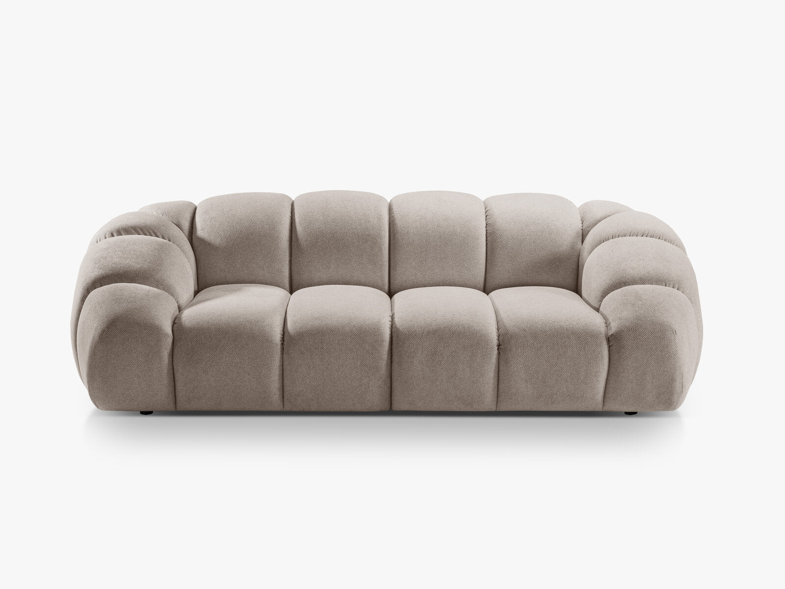 Micadoni Sofa Diana 3-Sitzer Strukturierter Samt Bubble Dunkelbeige