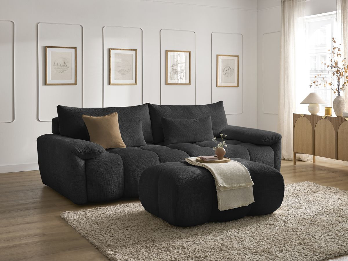 Bobochic Ivane Sofa 4-Sitzer Strukturstoff Schwarz