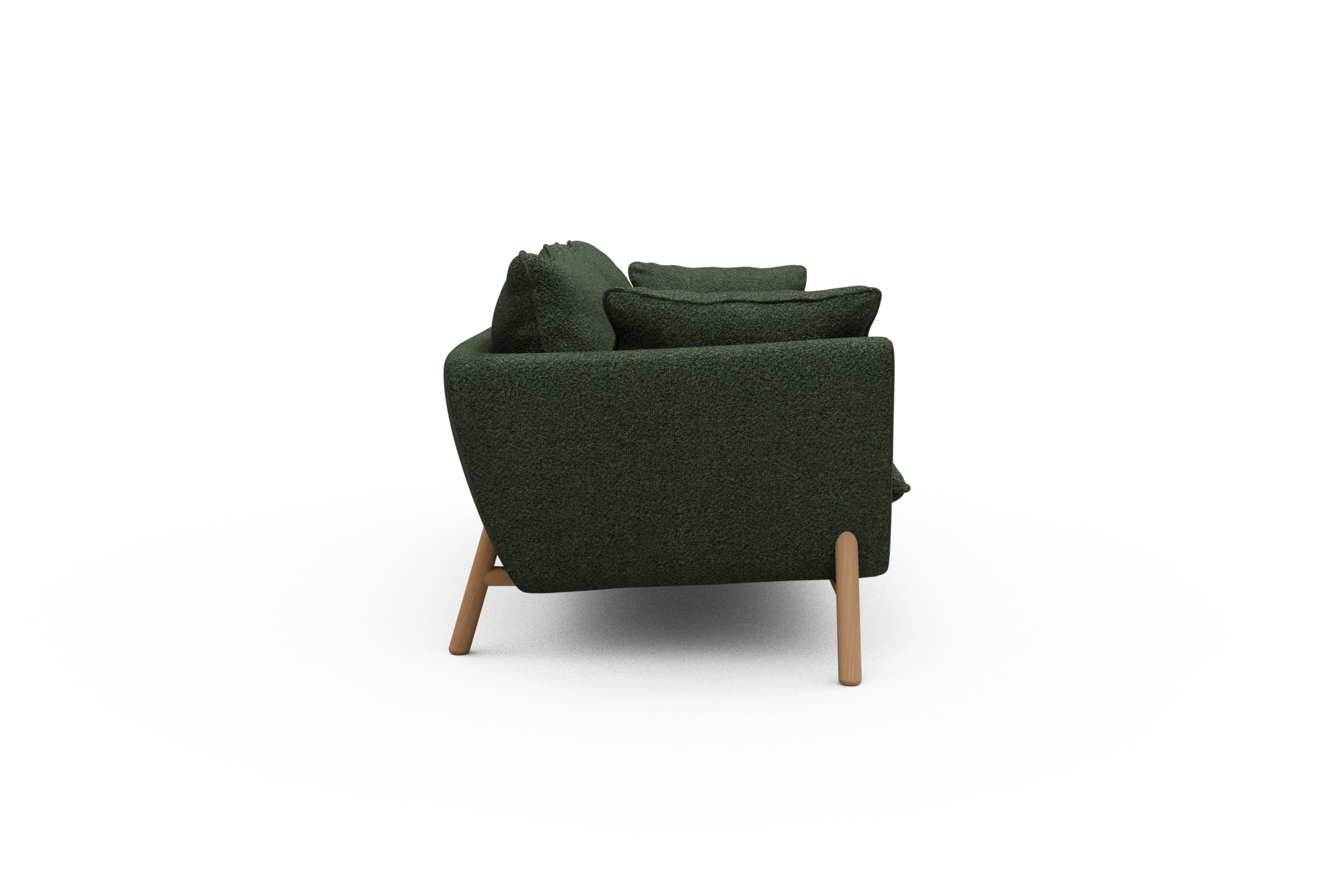 Sofa Emil PREMIUM 3-Sitzer Beinfarbe Eiche Natur Vanora-Deep-Green