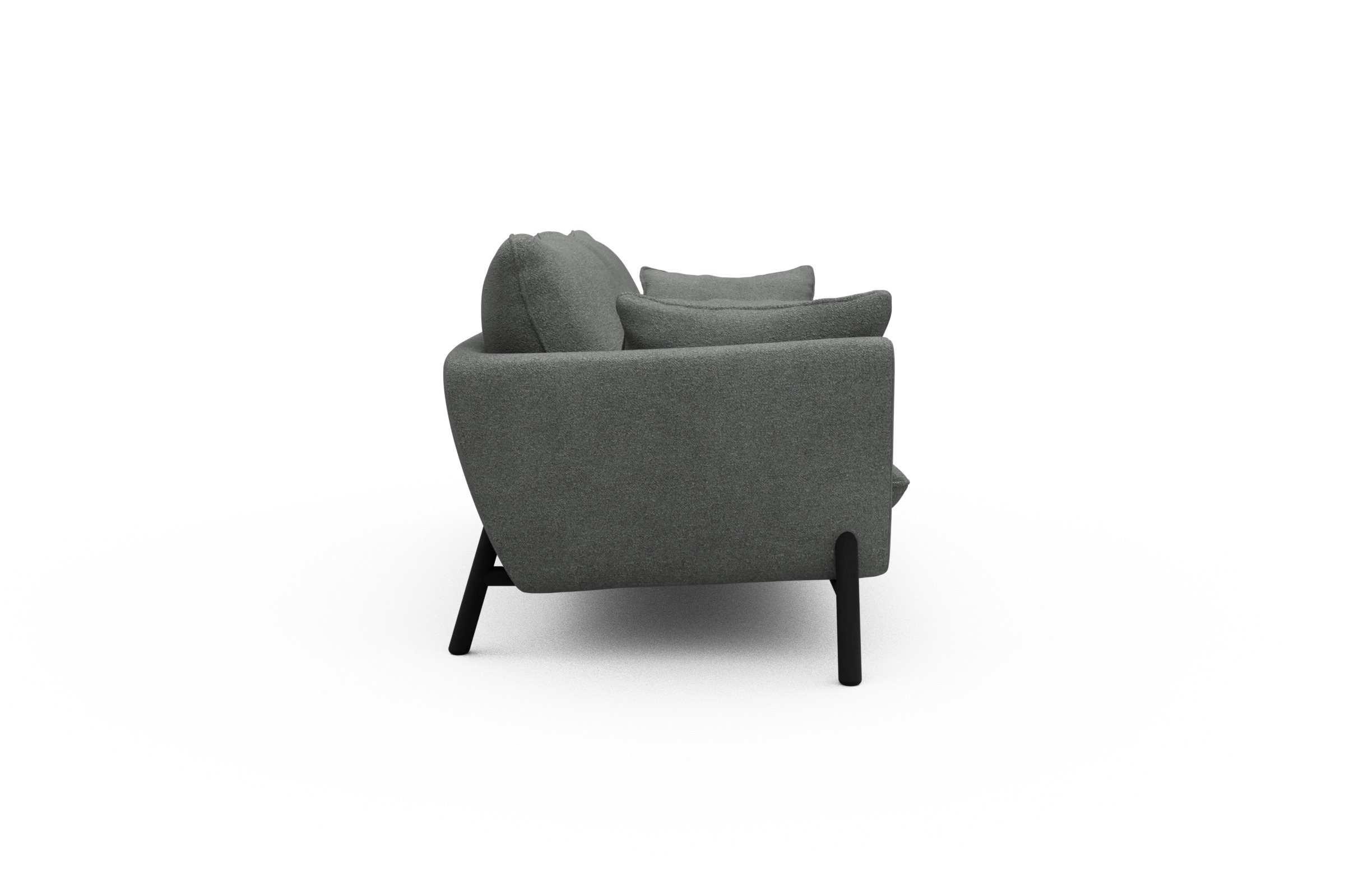 Sofa Emil 3-Sitzer Beinfarbe Eiche Schwarz Boucle-Ash-Grey