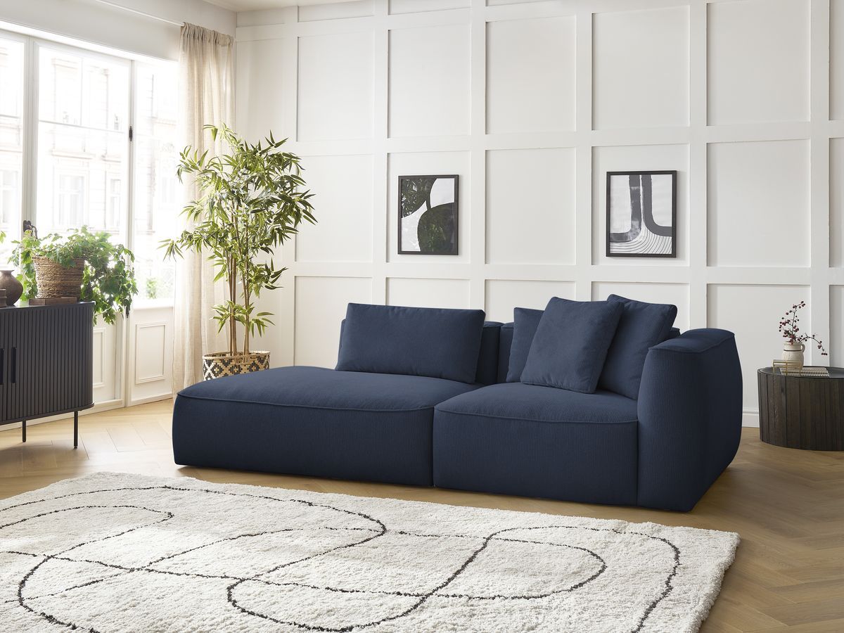 Bobochic Leopold Sofa 3-Sitzer Melange-Stoff Dunkelblau Armlehne rechts