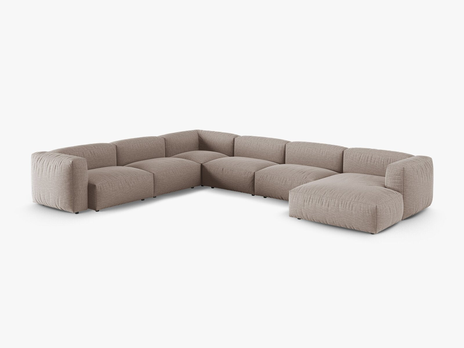 Micadoni modulares Ecksofa XL Martina 6-Sitzer 90cm Sitztiefe Links Strukturierter Stoff Boston Dunkelbeige