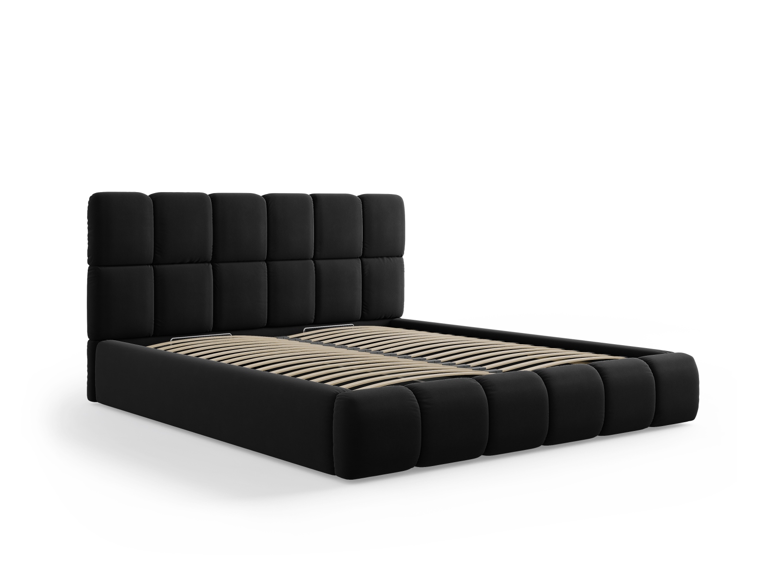 Micadoni Stauraumbett mit Kopfteil Bellis Samt Bluvel Schwarz 160x200