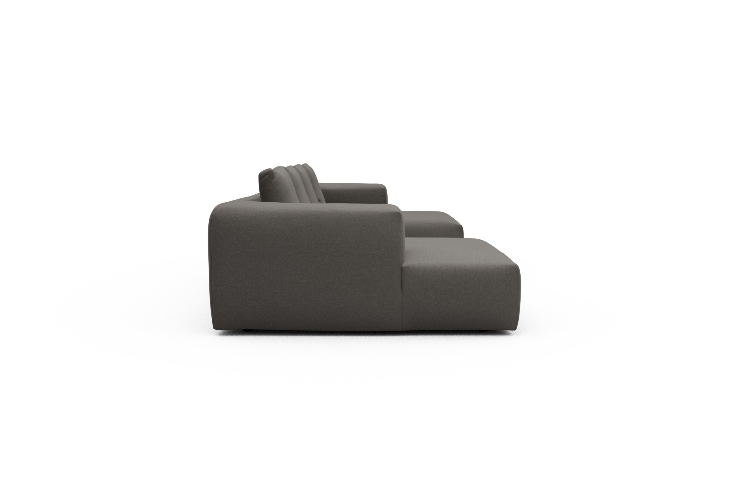 Wohnlandschaft Fred mit 2-Sitzer und Chaiselongue beidseitig Satya-Taupe