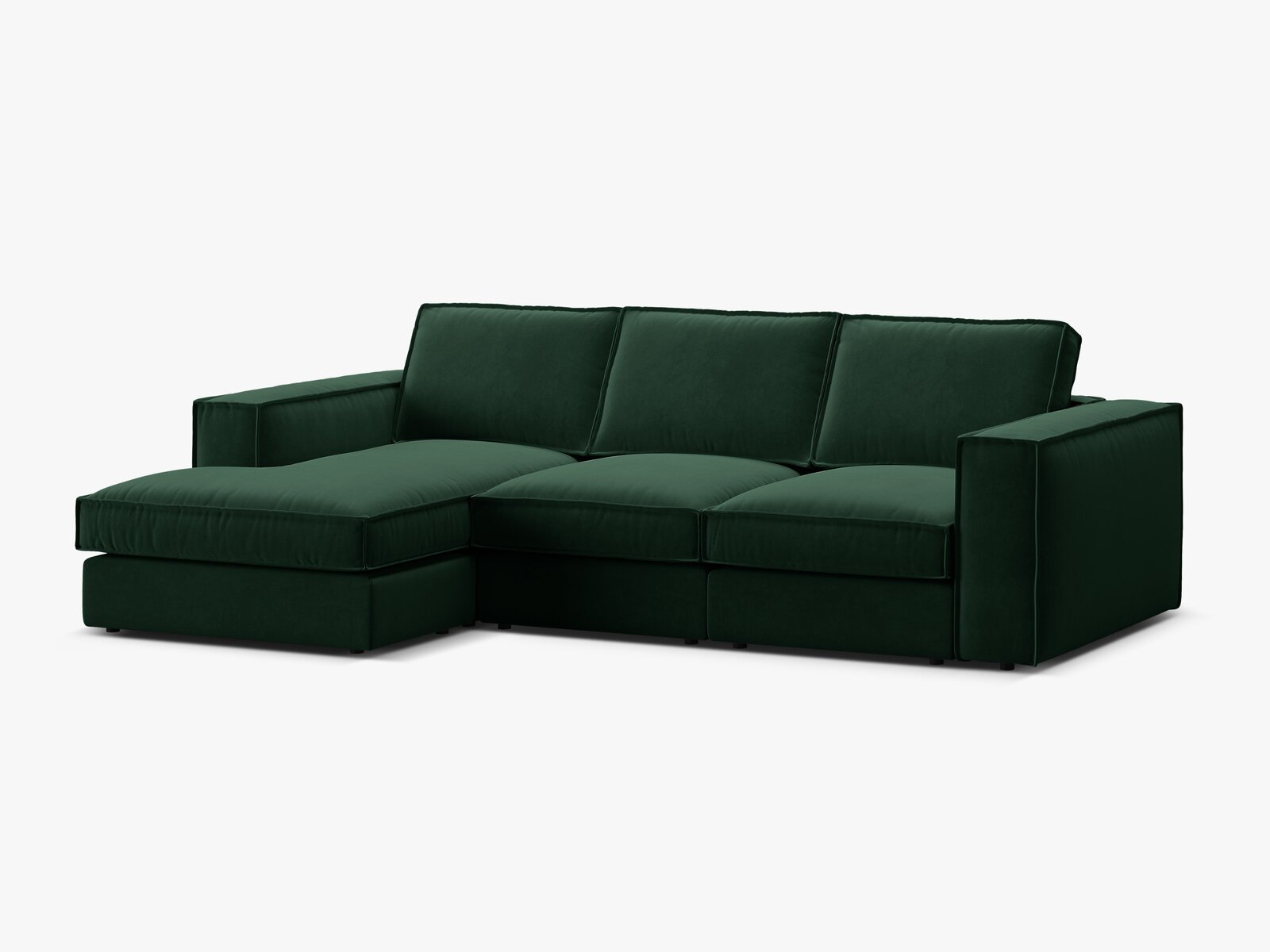 Micadoni modulares Ecksofa Pola 3-Sitzer Links Samt Salvador Flaschengrün