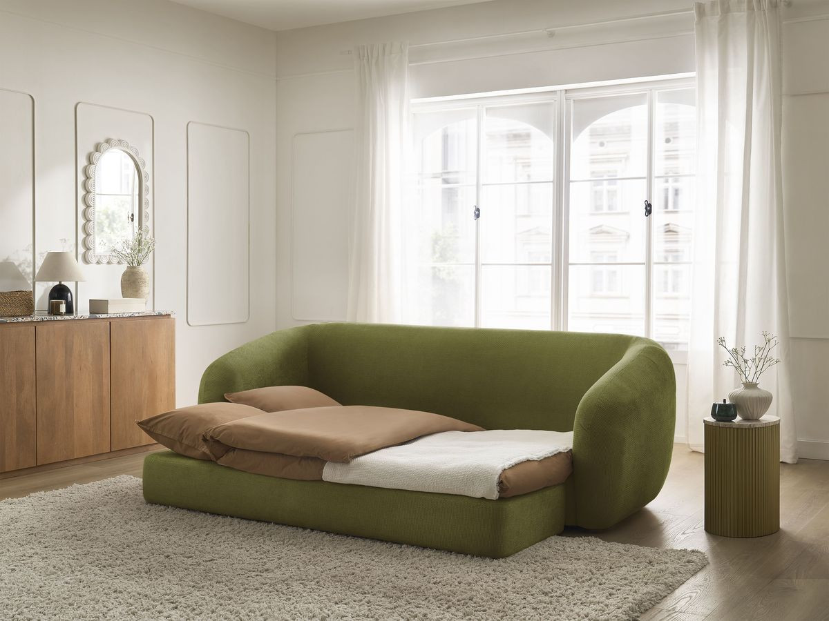 Bobochic Neyo Schlafsofa 3-Sitzer Stoff Grün