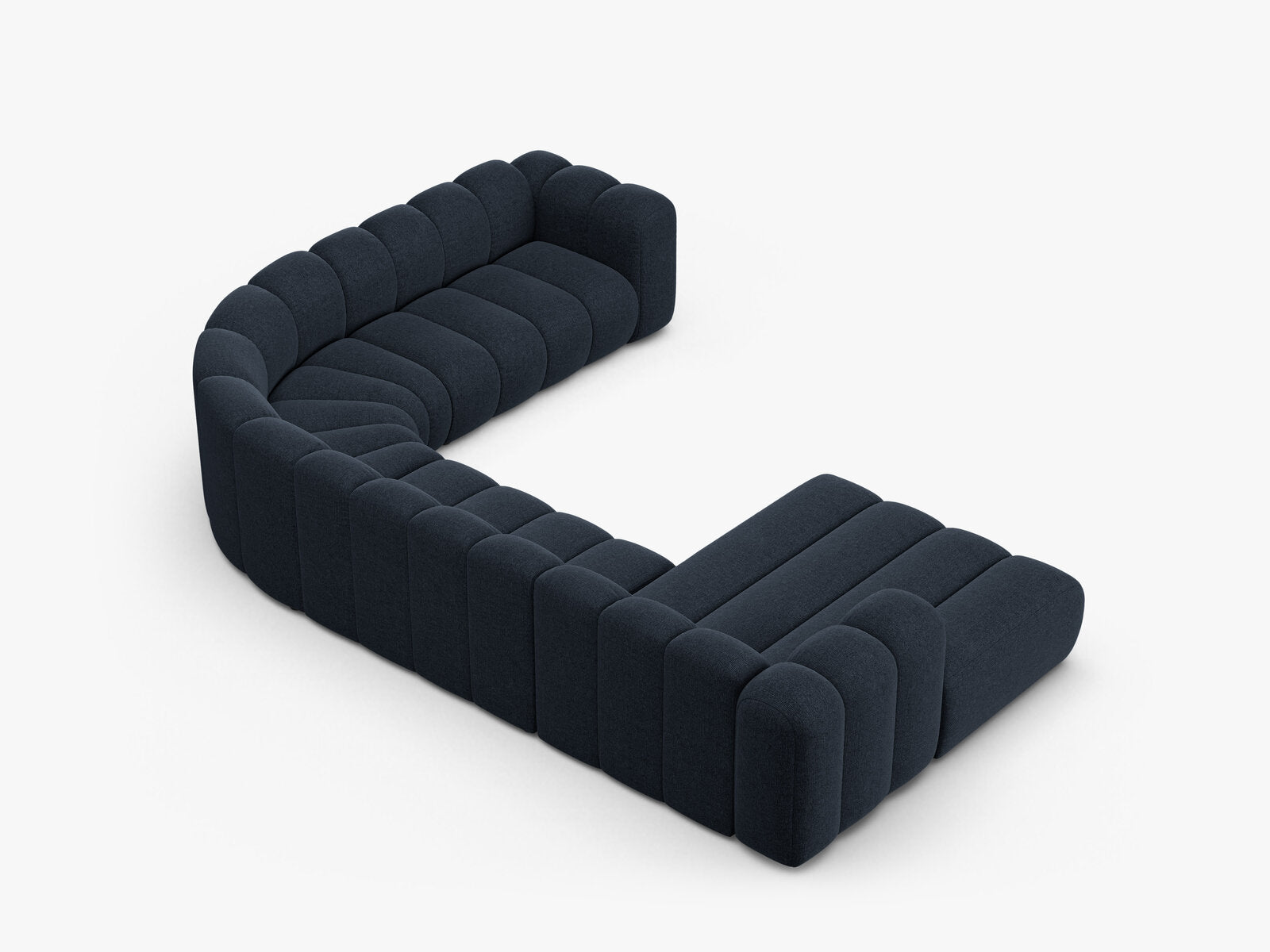 Micadoni Modulares Panorama Ecksofa Lupine 6-Sitzer Rechts Chenille Eden Marineblau
