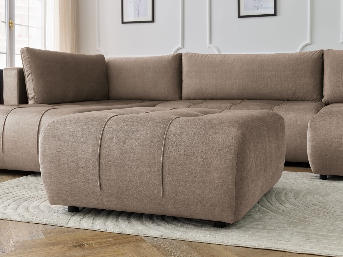 Bobochic Arsene Wohnlandschaft mit Pouf Samt Taupe Ecke rechts