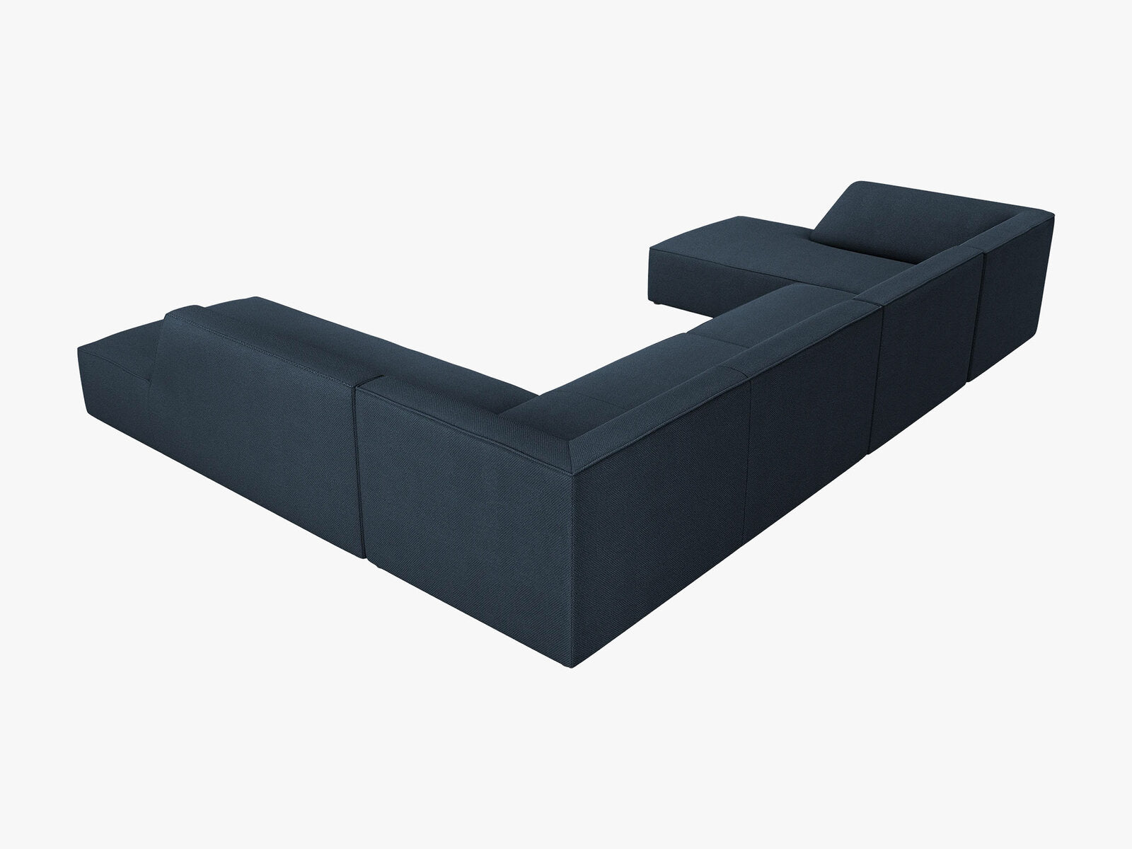 Micadoni Panorama-Ecksofa Ruby 7-Sitzer Rechts Strukturierter Stoff Ottawa Marineblau