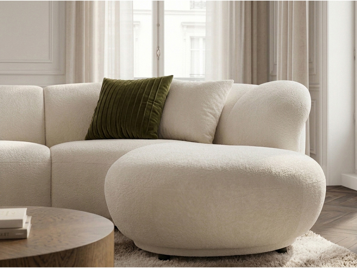Bobochic Nora Ecksofa Chenille Weiß Ecke rechts