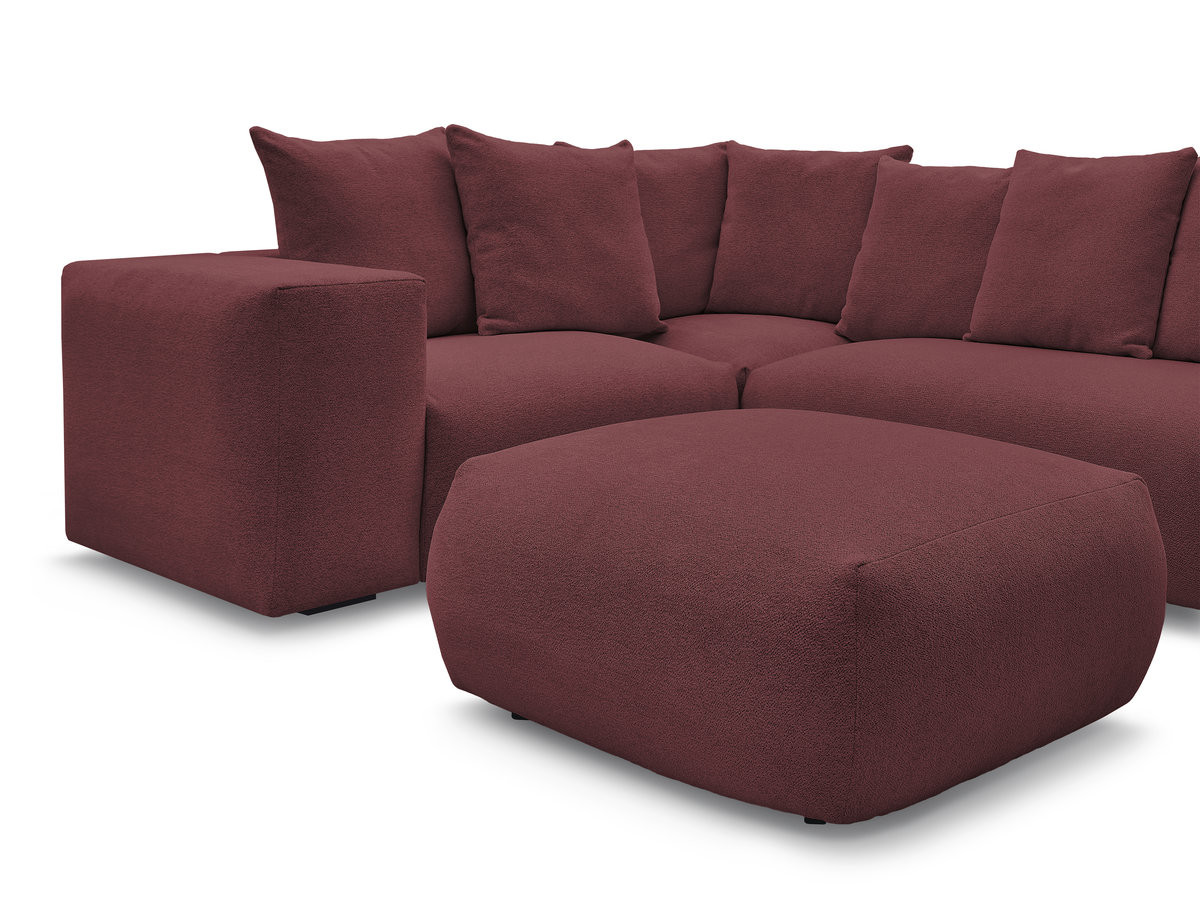 Bobochic Voltaire Ecksofa mit Pouf 268 × 214 cm Melange-Stoff Rot Ecke links