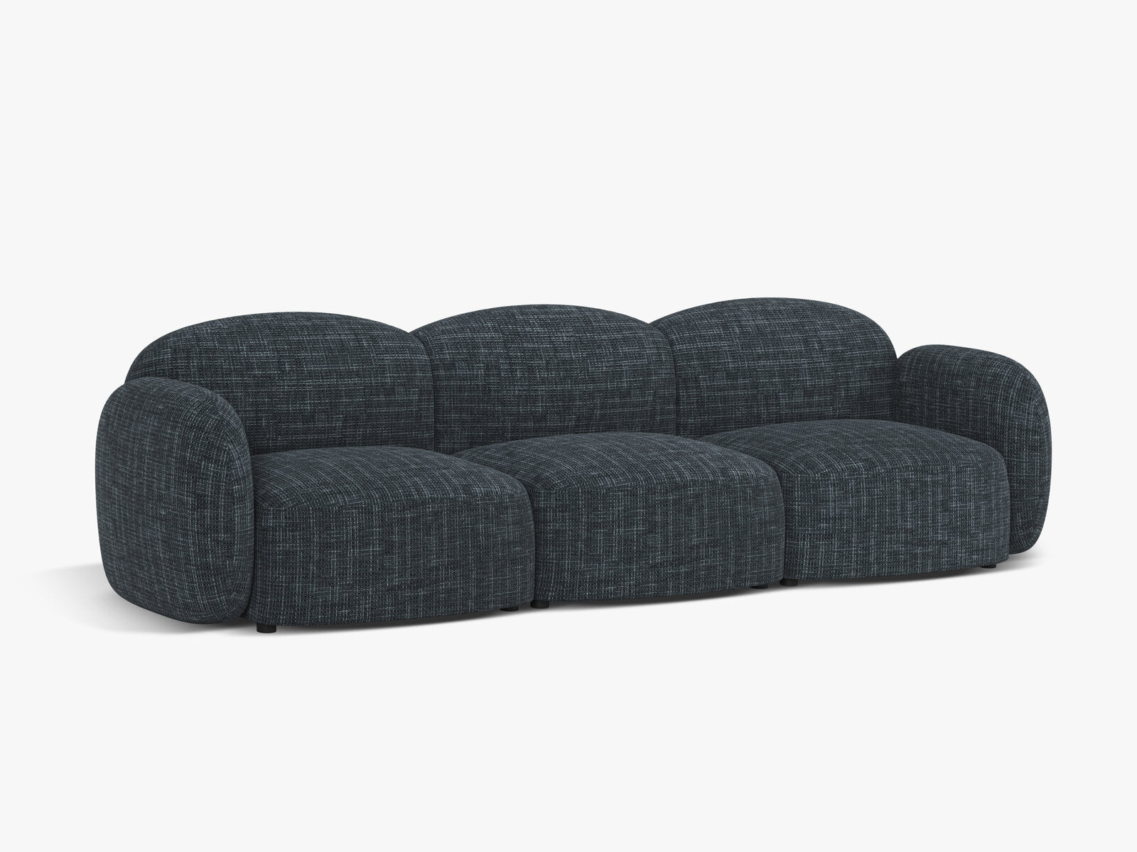 Micadoni Sofa Blair 3-Sitzer Strukturierter Stoff Baltimore Marineblau