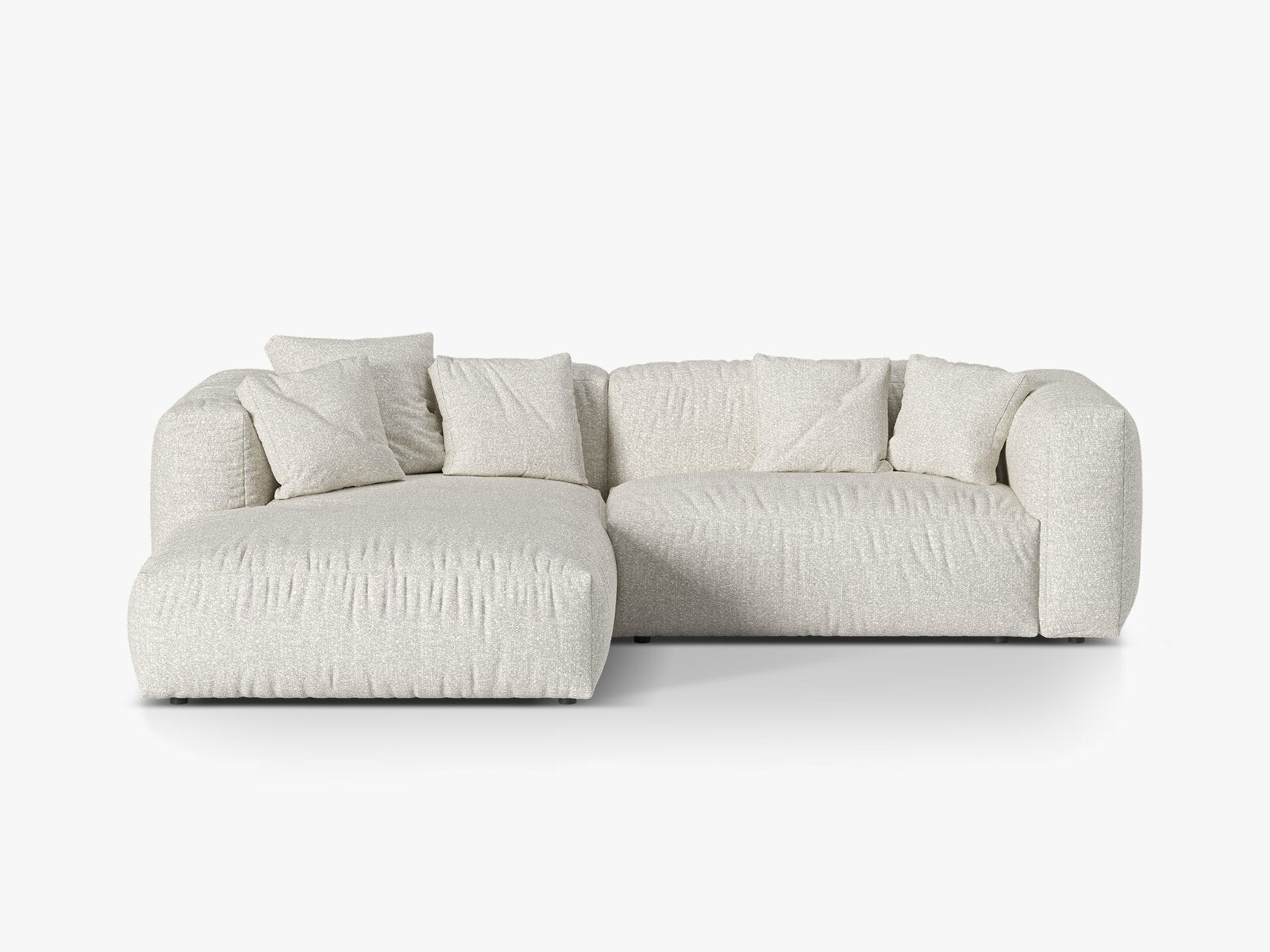 Micadoni Ecksofa Martina 2-Sitzer Links Boucle Monet Grau Beige Melange