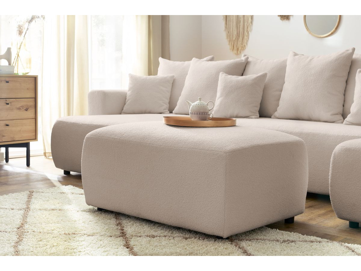 Bobochic Envy Wohnlandschaft mit rechteckigem Pouf Bouclé-Stoff Beige
