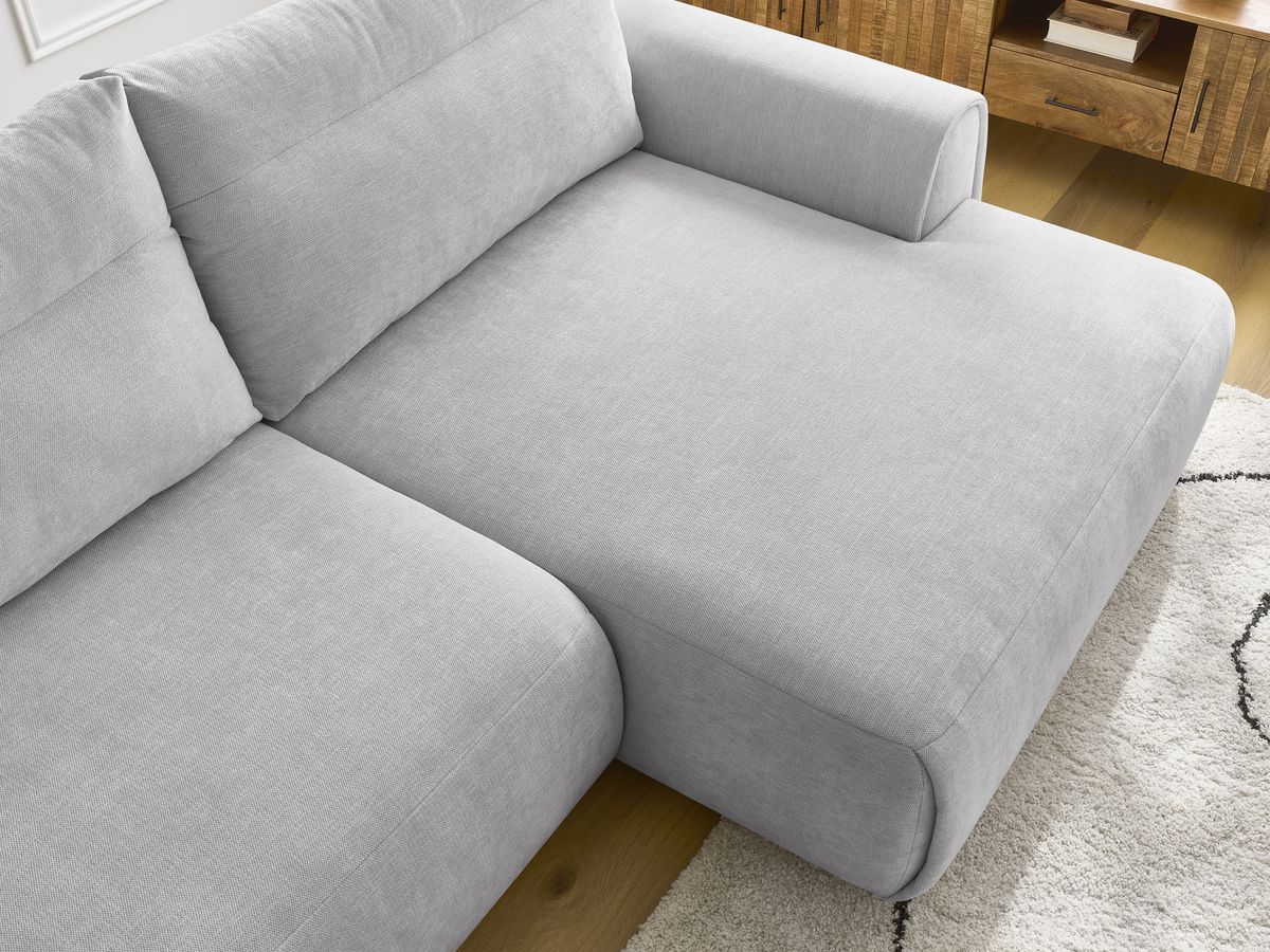 Bobochic Aden Ecksofa 293 × 152 cm Stoff Hellgrau Ecke rechts