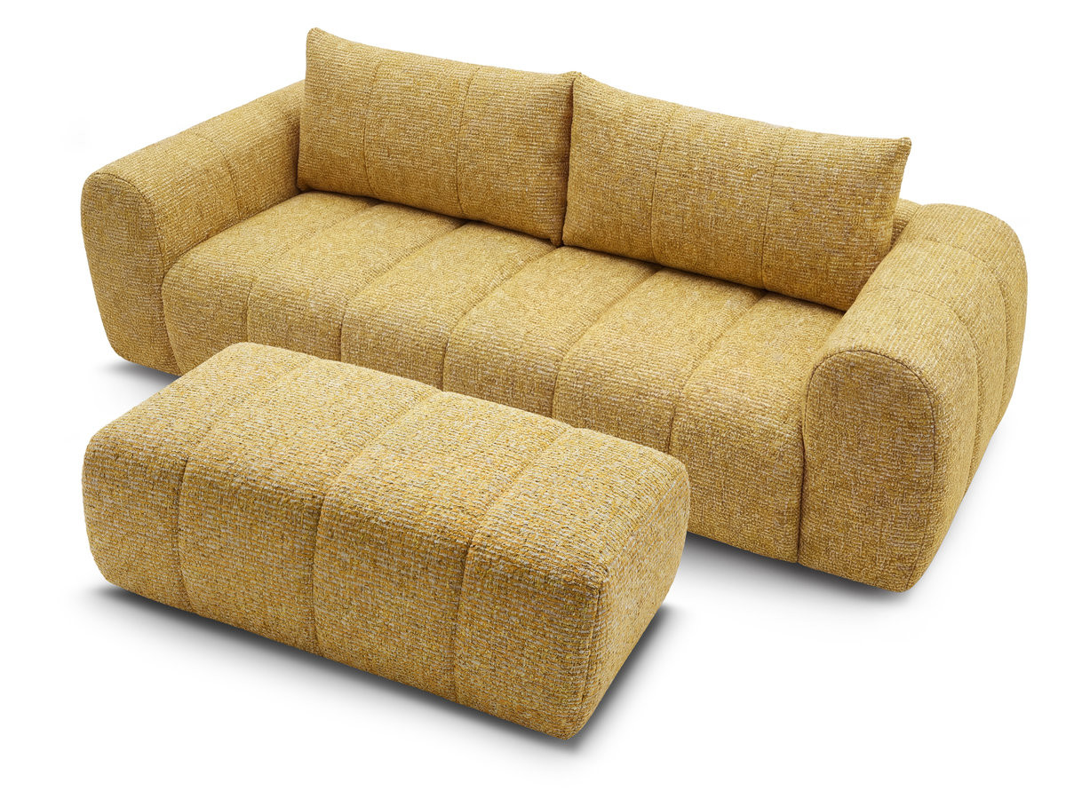 Bobochic Nesty Sofa 3-Sitzer mit Pouf Melange-Stoff Gelb