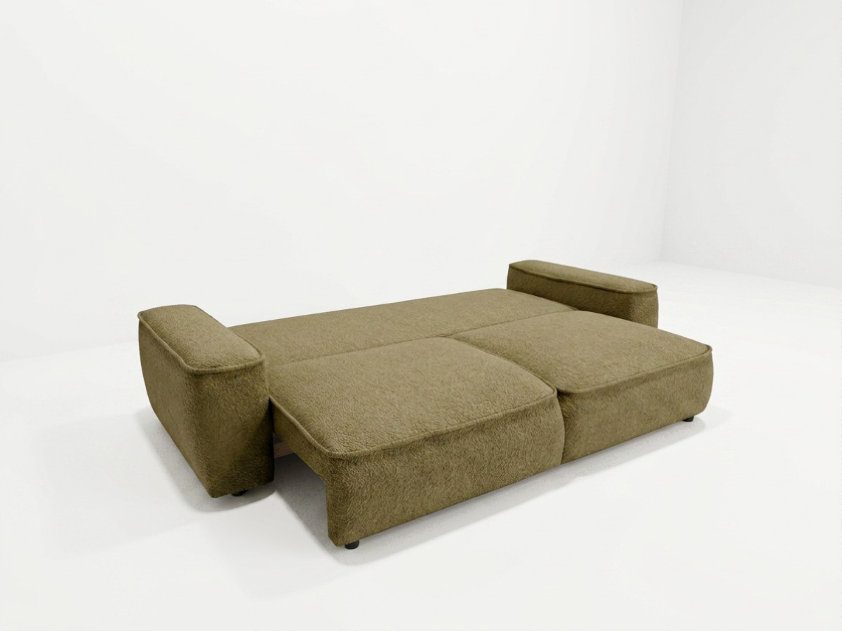 Bobochic Honore Schlafsofa 3-Sitzer mit Bettkasten Chenille Grün