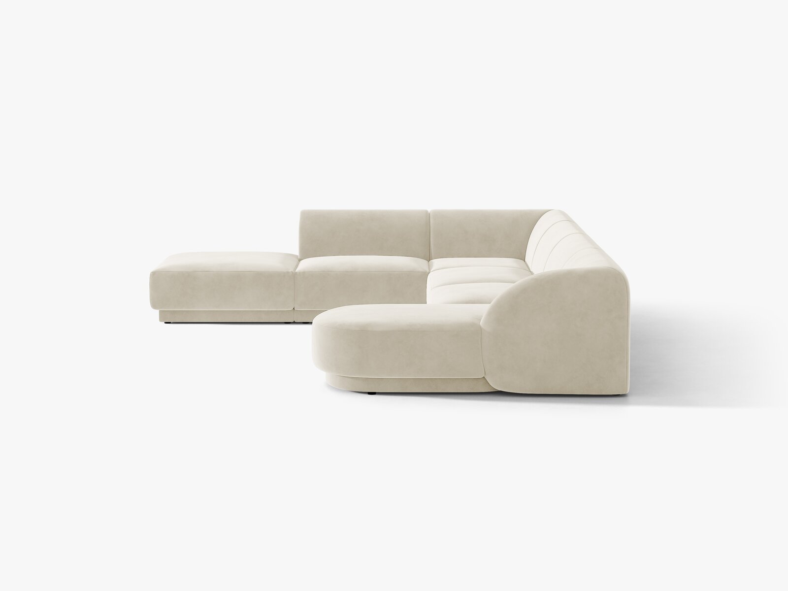 Micadoni Panorama-Ecksofa Miley 6-Sitzer Links Samt Bluvel Helles Beige
