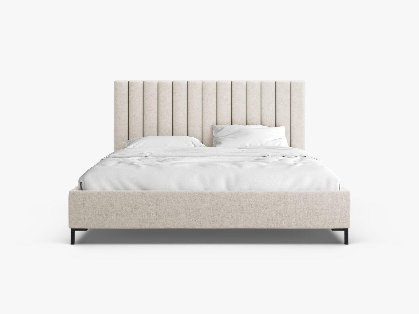 Micadoni Polsterbett Allison Strukturierter Stoff Moly Helles Beige