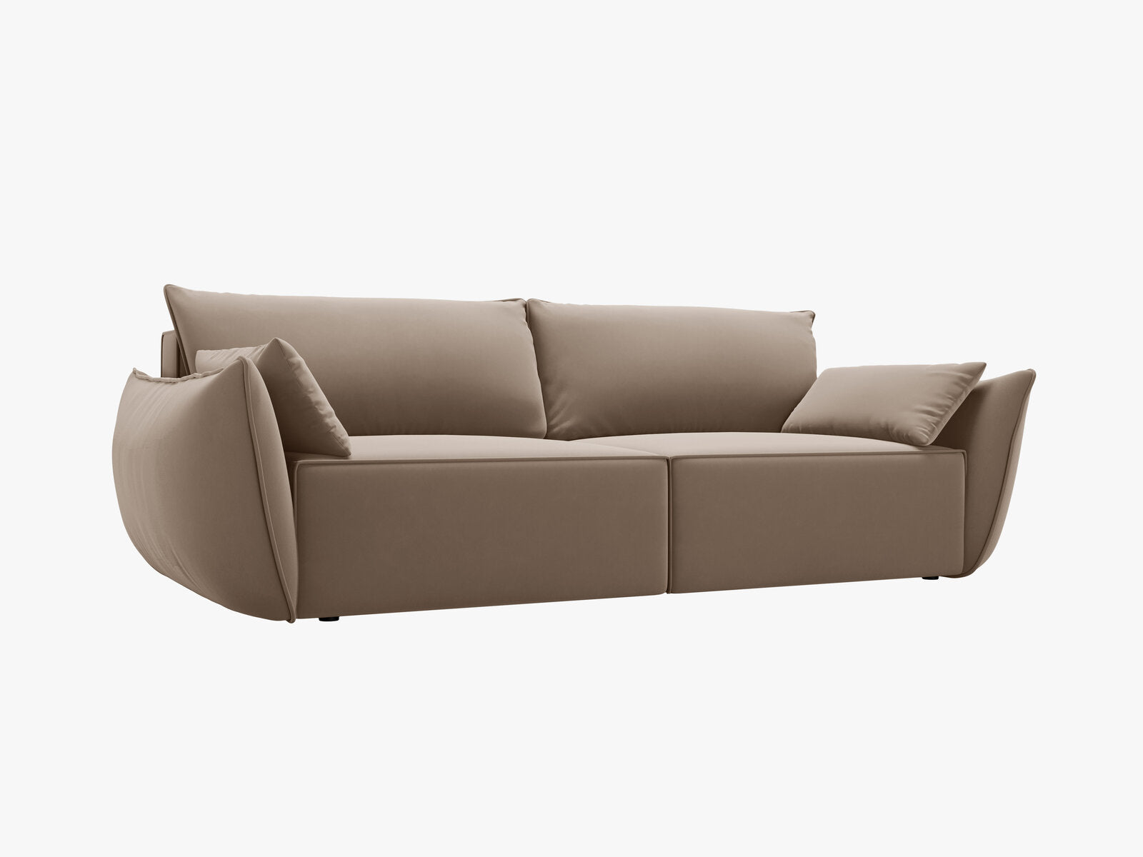 Micadoni Kaelle Schlafsofa 3-Sitzer mit Bettkasten Samt Bluvel Cappuccino