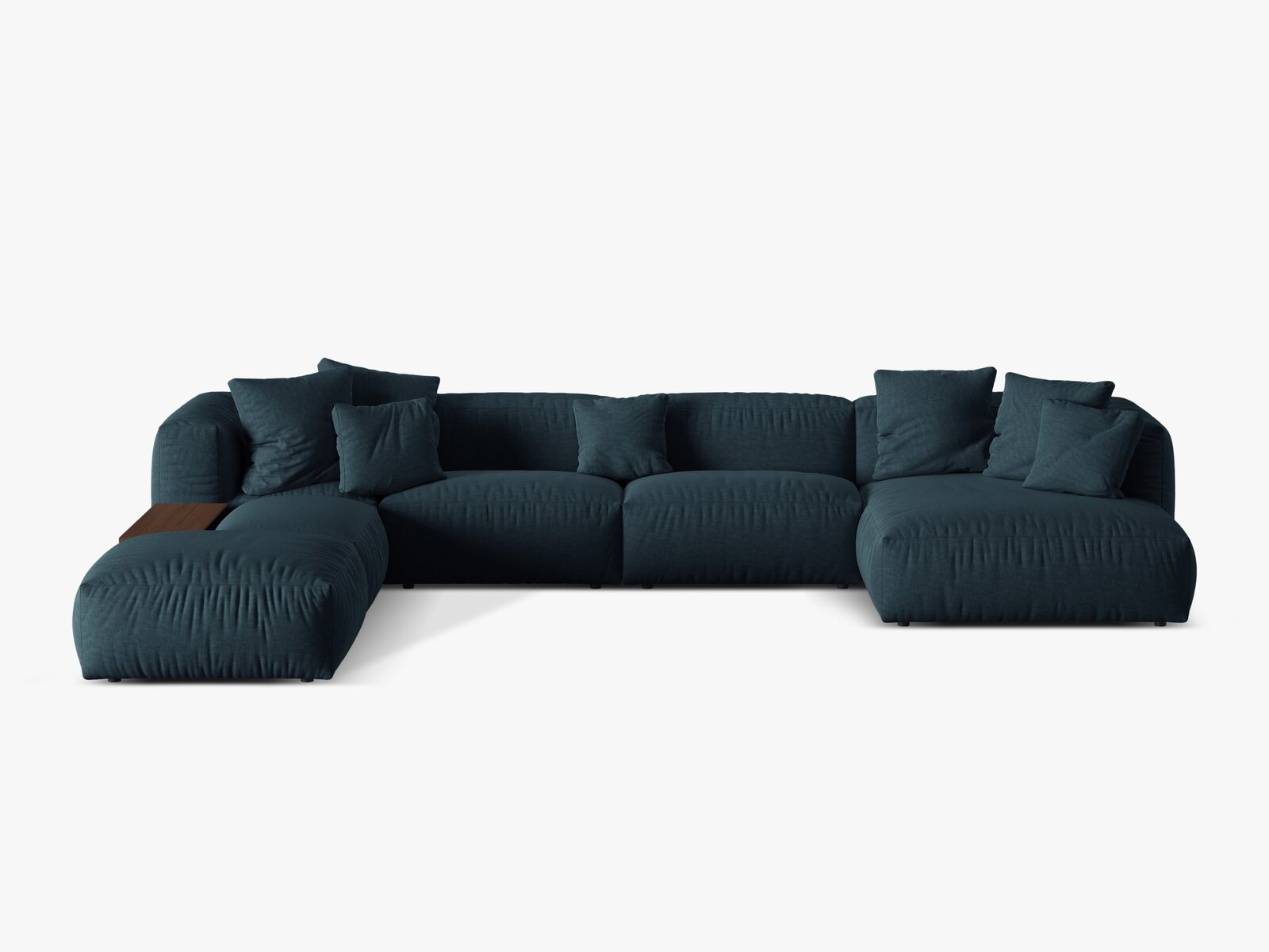 Micadoni Panorama-Ecksofa Martina 5-Sitzer Links Strukturierter Stoff Jeansblau