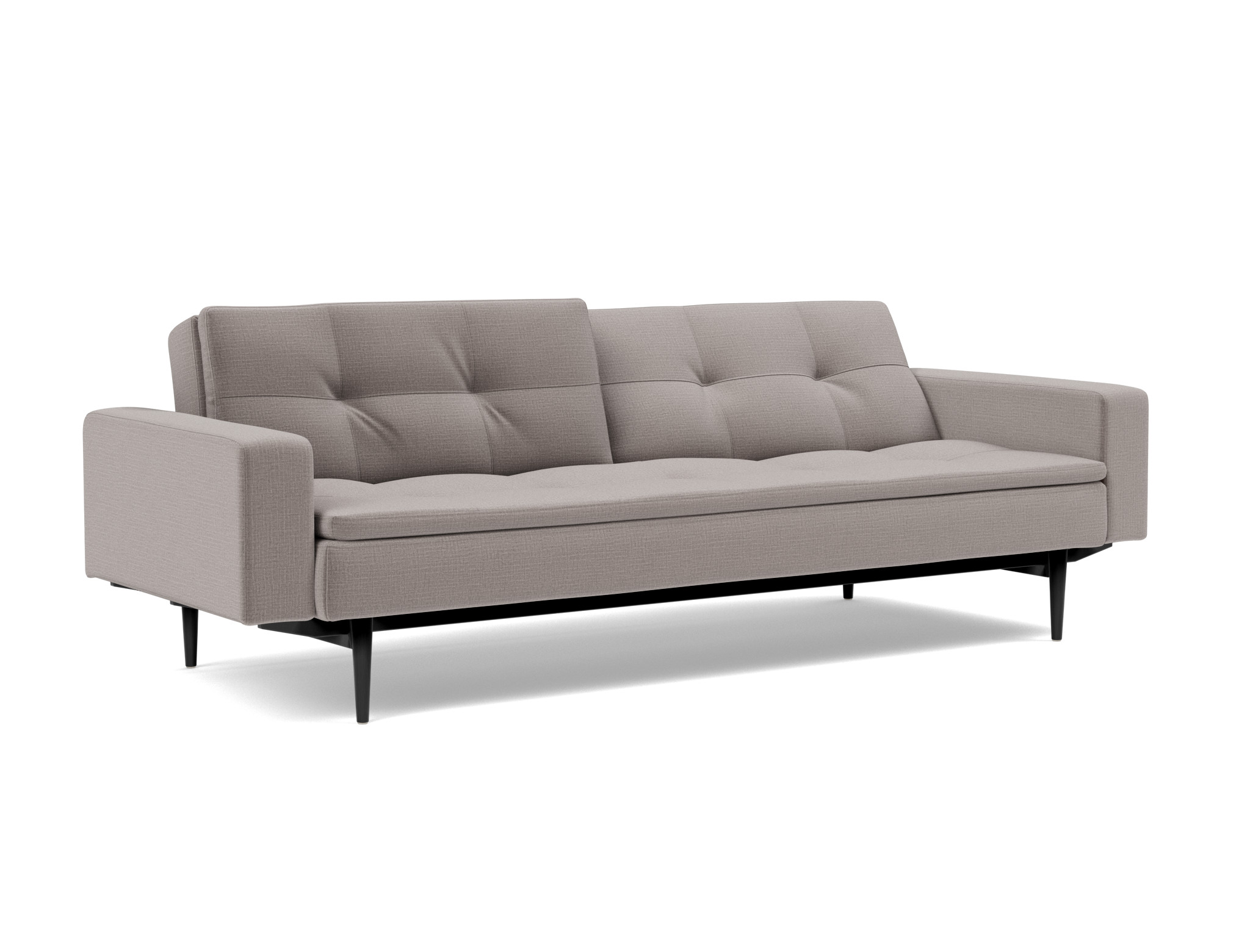 Schlafsofa Dublexo mit Armlehnen Chenille Esina 418-Truffle Beine Styletto Eiche schwarz