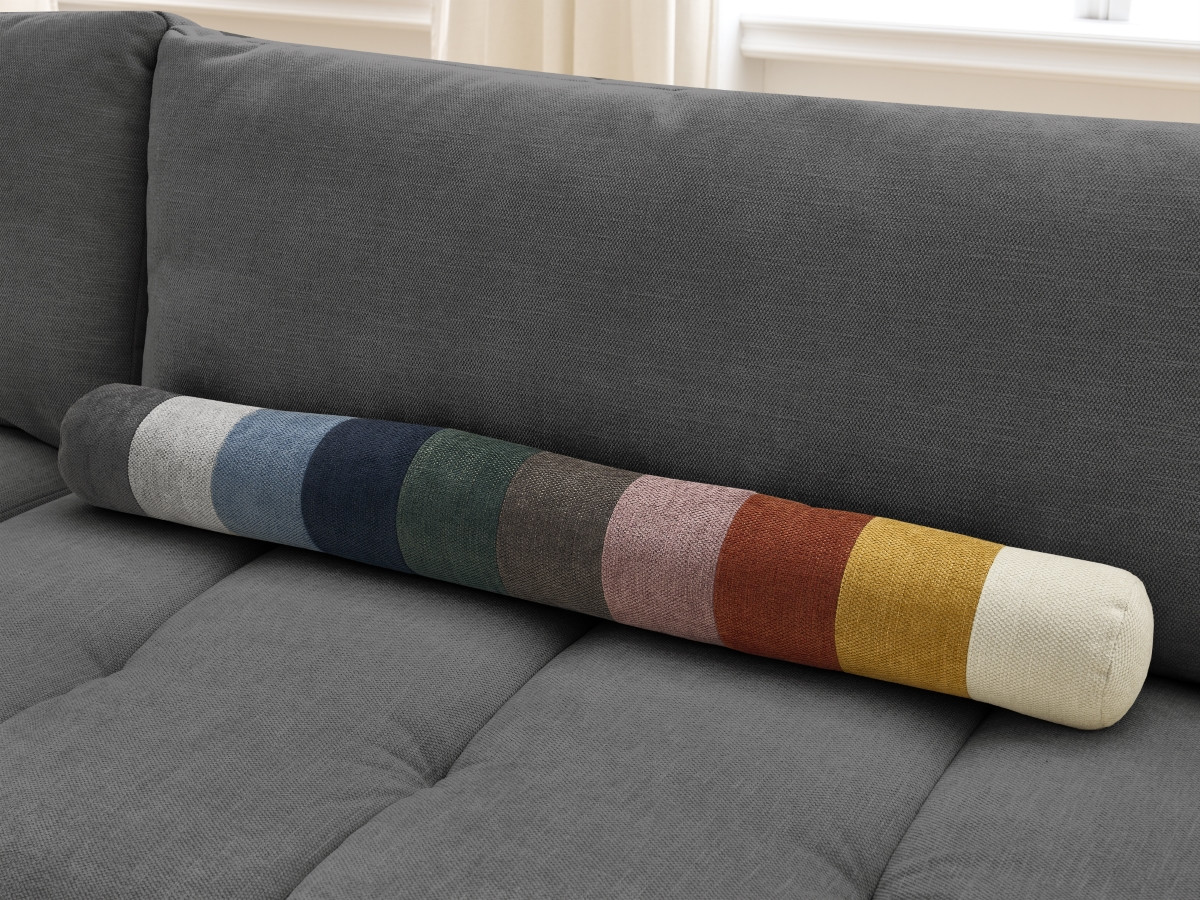 Bobochic Fuji Schlafsofa 3-Sitzer mit Bettkasten Stoff Dunkelgrau