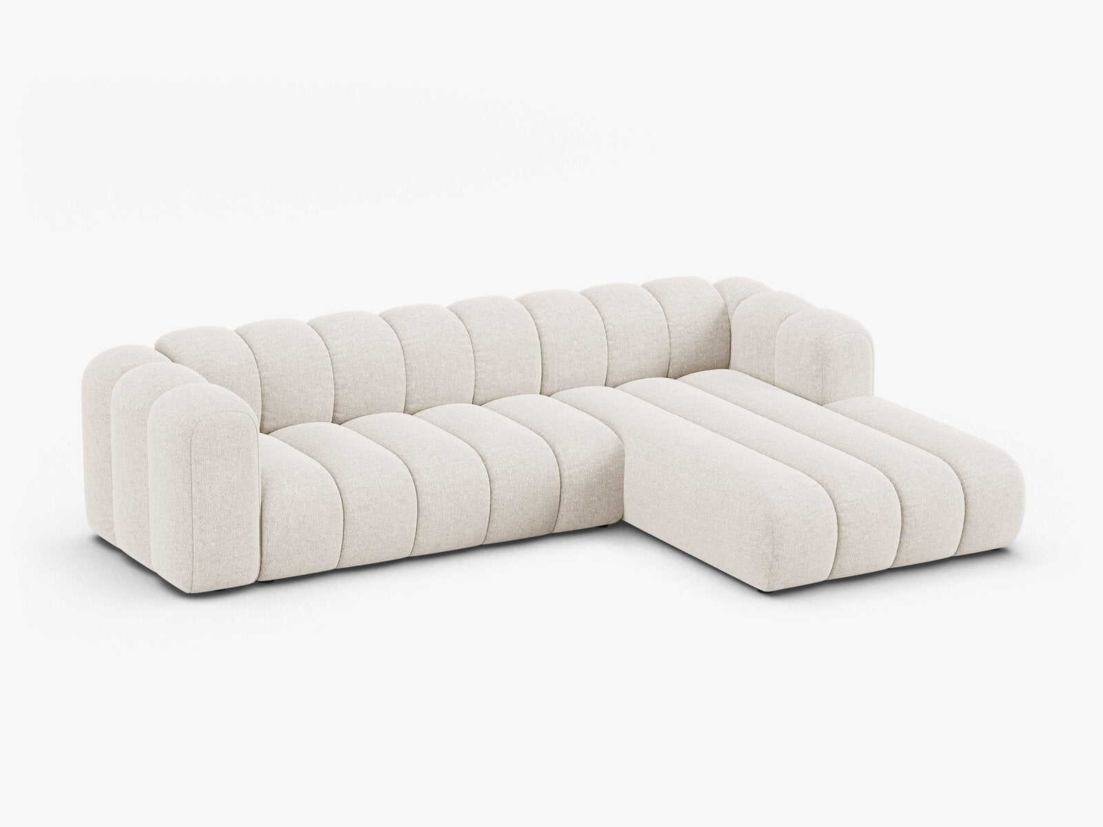 Micadoni Modulares Ecksofa Lupine 4-Sitzer Rechts Chenille Eden Helles Beige