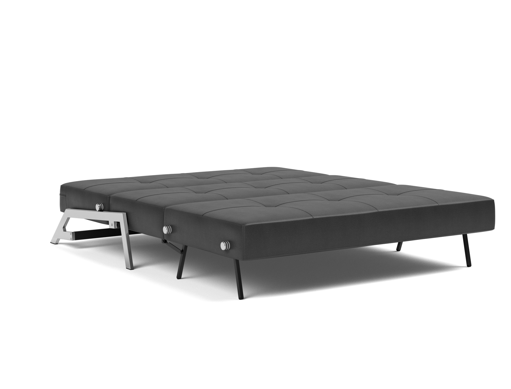 Schlafsofa Cubed 160 Lederoptik Faunal 550-Black Beine Chrom