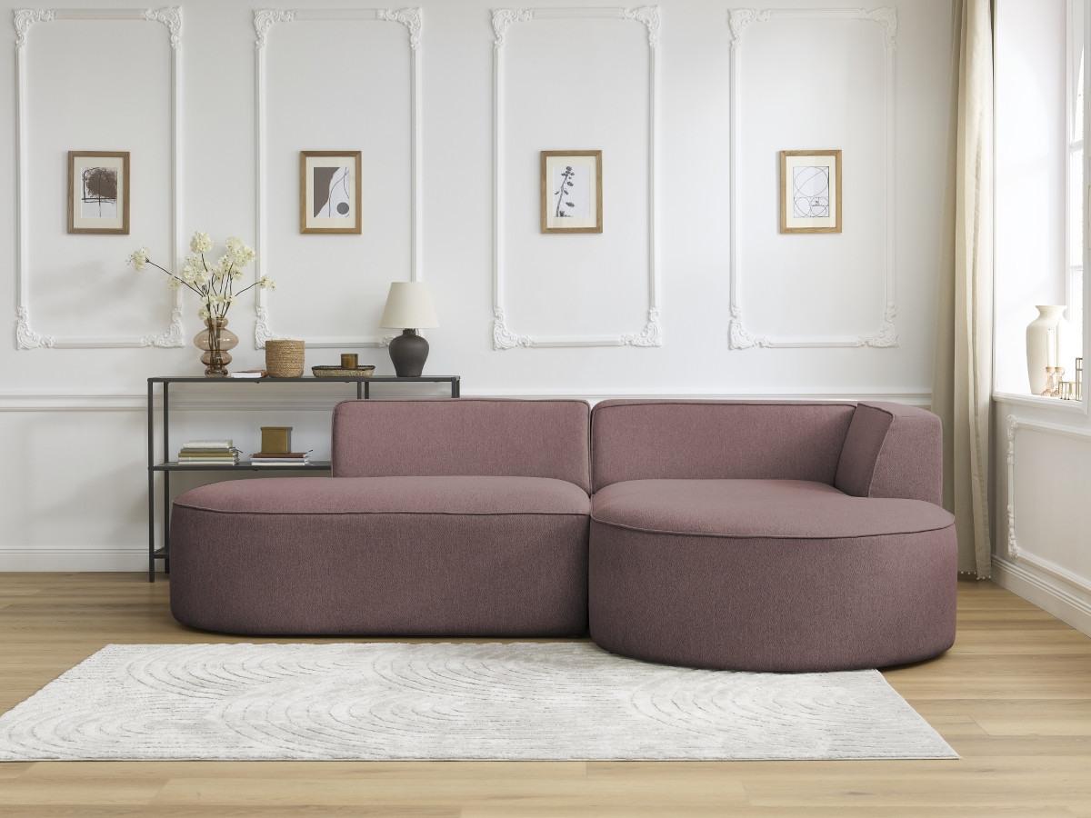 Bobochic Rousseau Ecksofa Melange-Stoff Rosa Ecke rechts